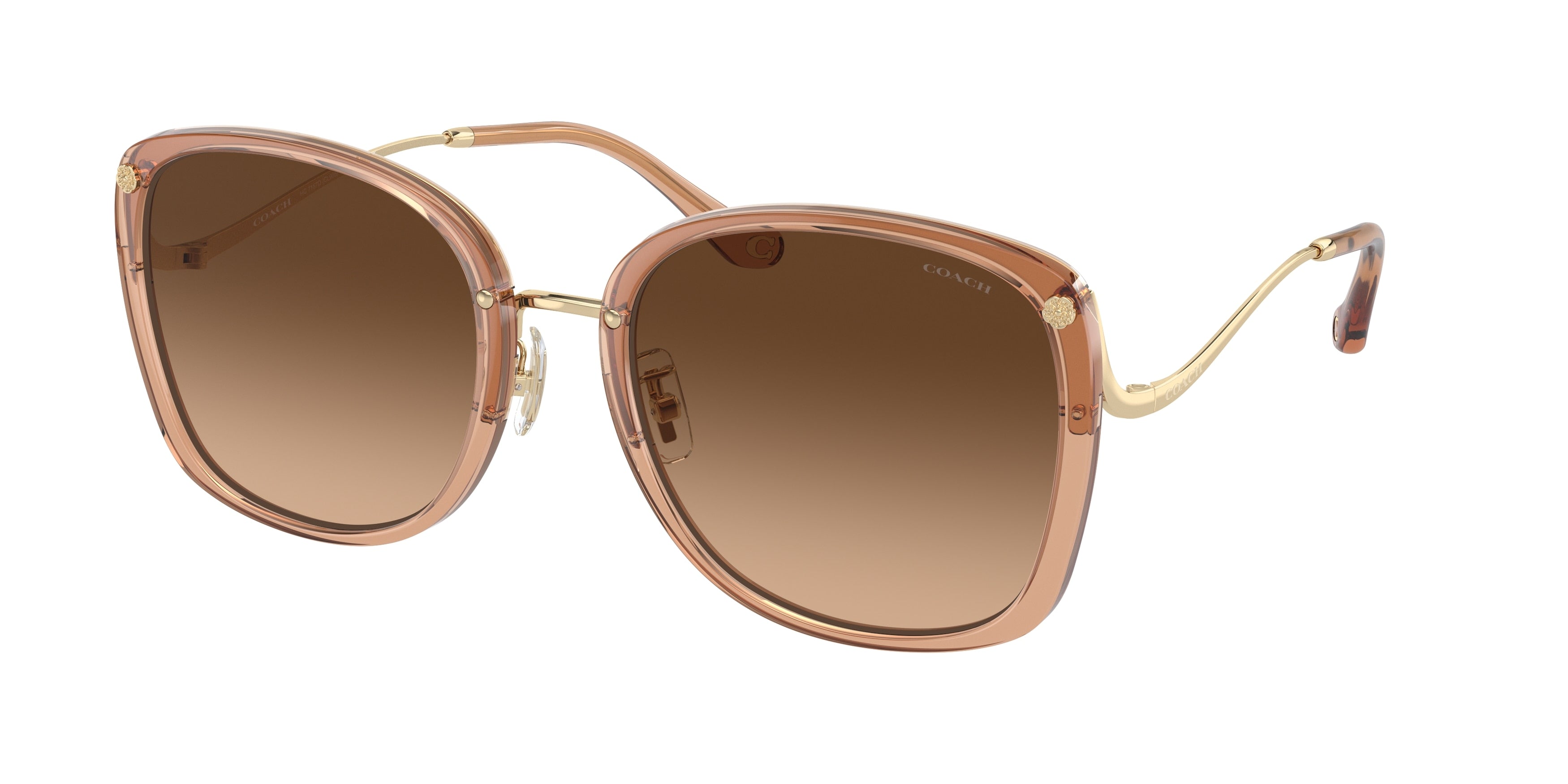 Coach CL905 HC7157D Square Sunglasses  556174-Transparent Light Brown 58-145-21 - Color Map Brown