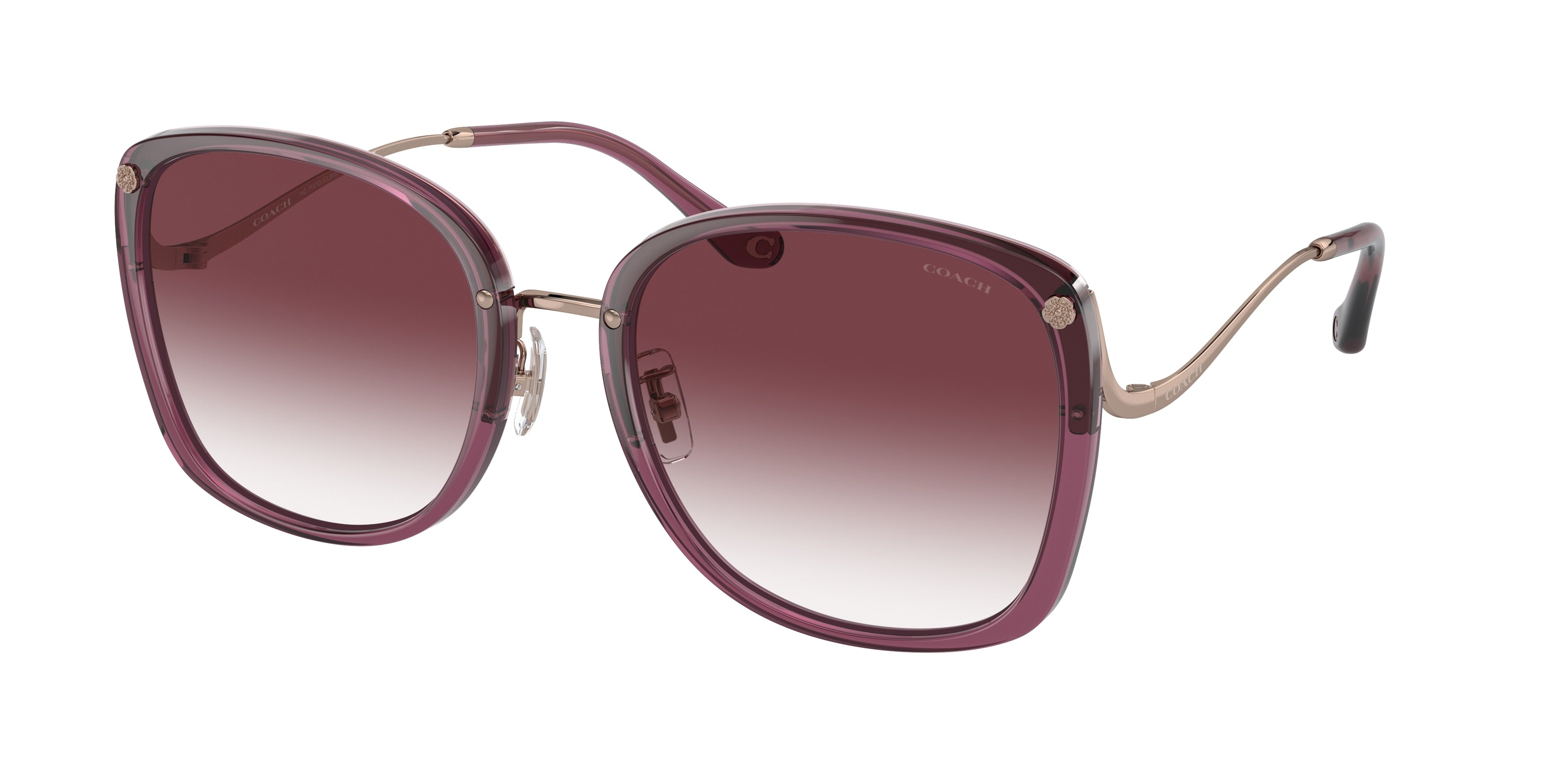 Coach CL905 HC7157D Square Sunglasses  58013P-Transparent Berry 58-145-21 - Color Map Red