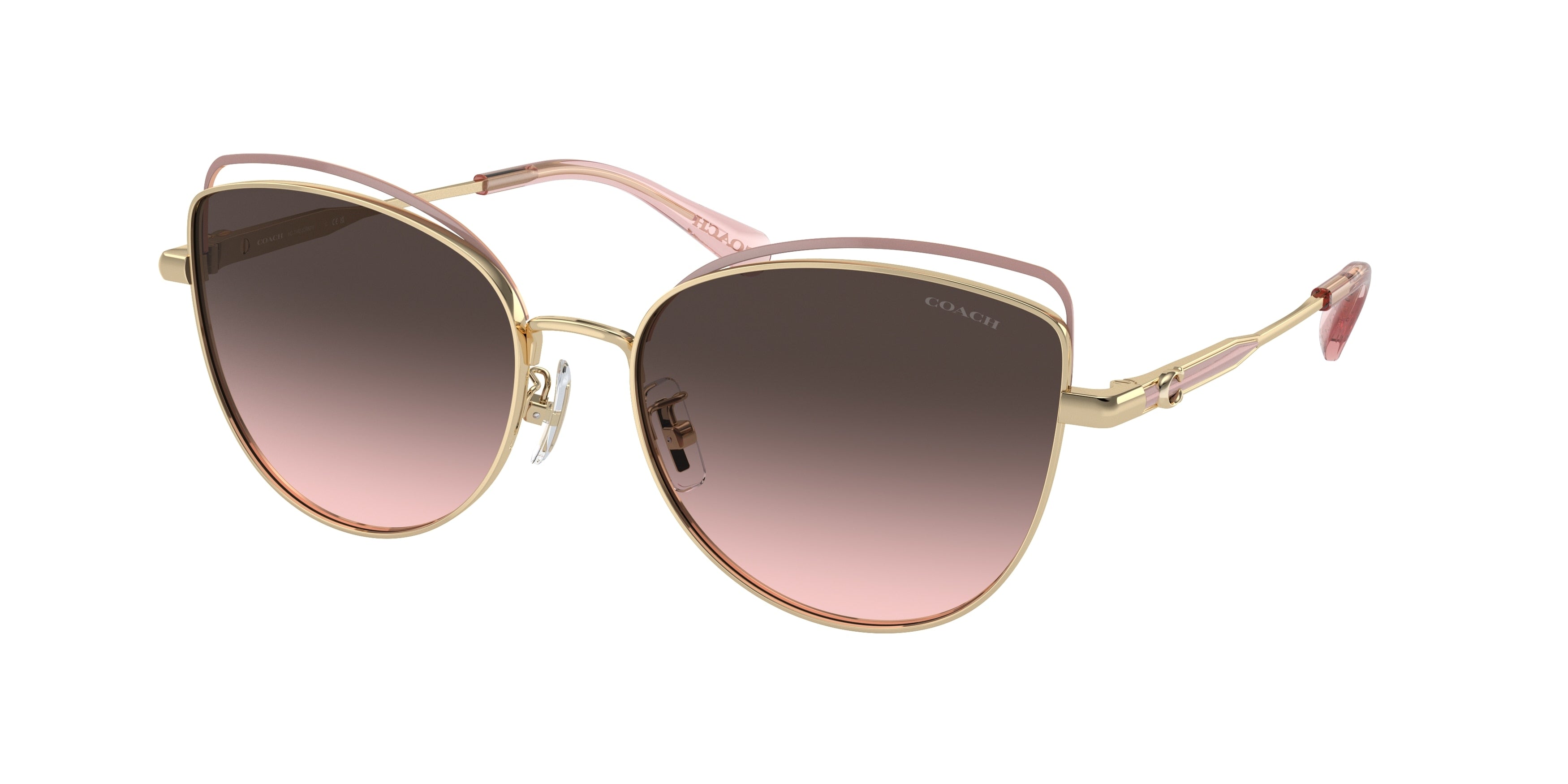 Coach CR621 HC7162 Cat Eye Sunglasses  900546-Shiny Light Gold/Rose Gold 57-140-17 - Color Map Gold