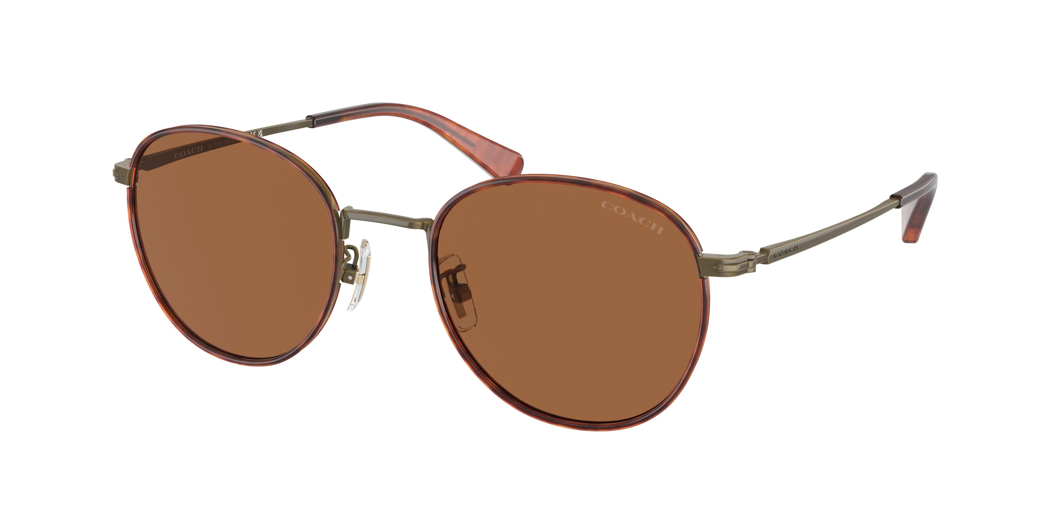 Coach CR631 HC7163 Phantos Sunglasses  933373-Antique Gold/Amber Tortoise 52-145-22 - Color Map Gold