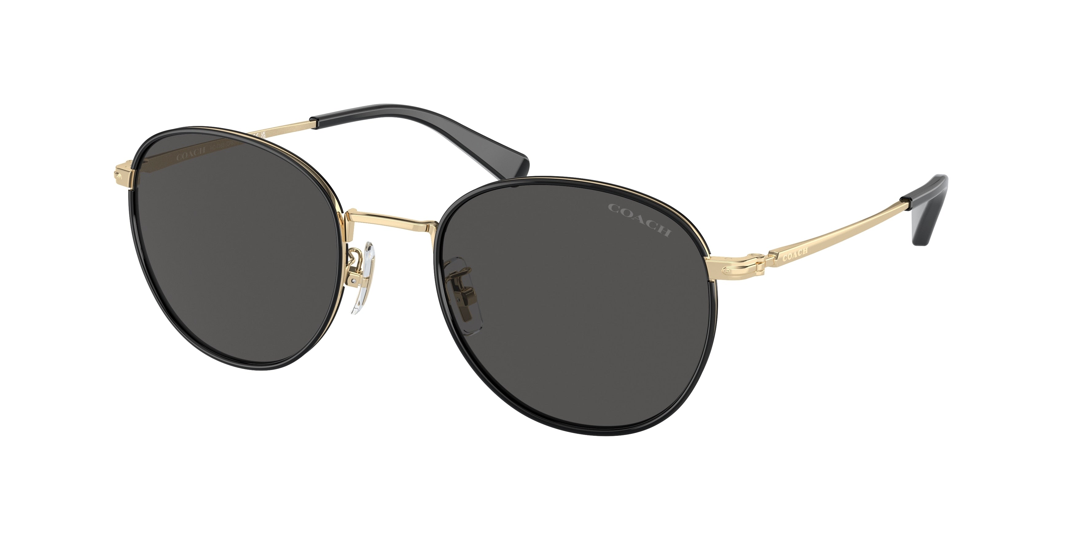 Coach CR631 HC7163 Phantos Sunglasses  934687-Shiny Light Gold/Black 52-145-22 - Color Map Gold