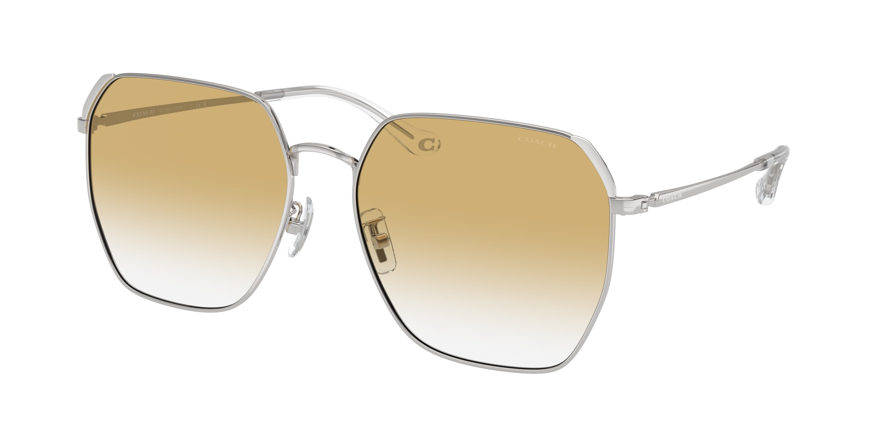 Coach CR638 HC7165D Irregular Sunglasses  90012Q-Shiny Silver 60-150-17 - Color Map Silver