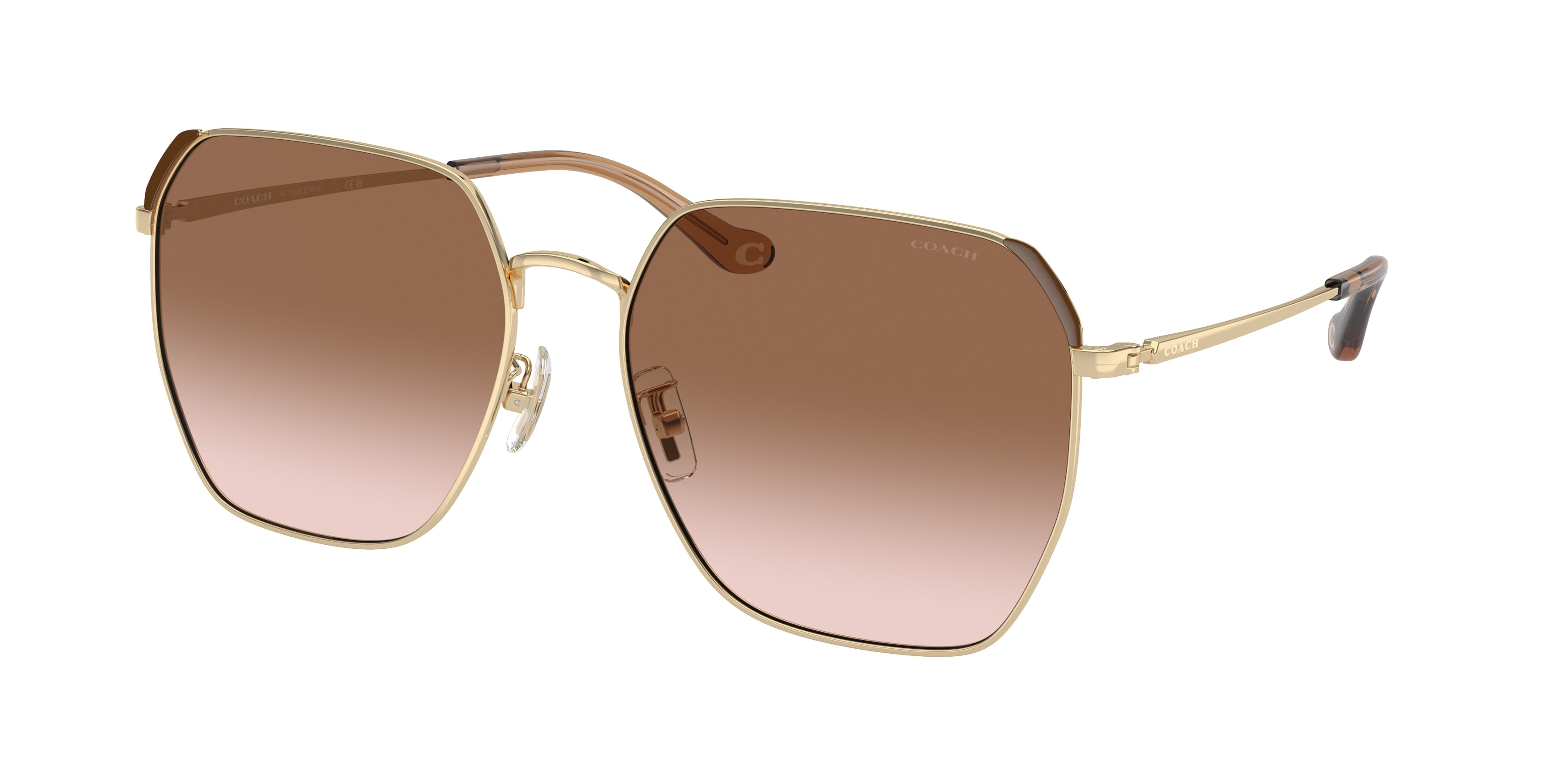 Coach CR638 HC7165D Irregular Sunglasses  900513-Shiny Light Gold/Brown 60-150-17 - Color Map Gold