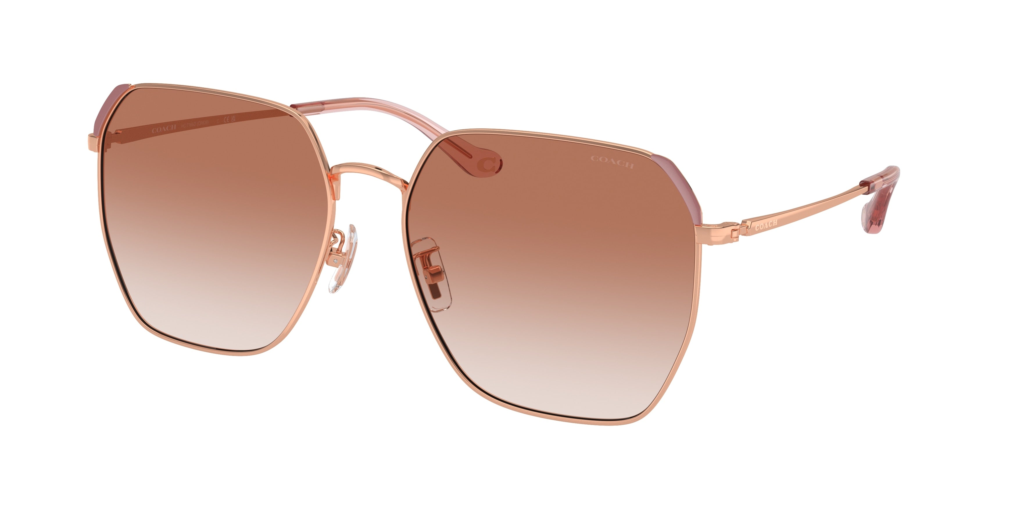 Coach CR638 HC7165D Irregular Sunglasses  933113-Shiny Rose Gold 60-150-17 - Color Map Gold