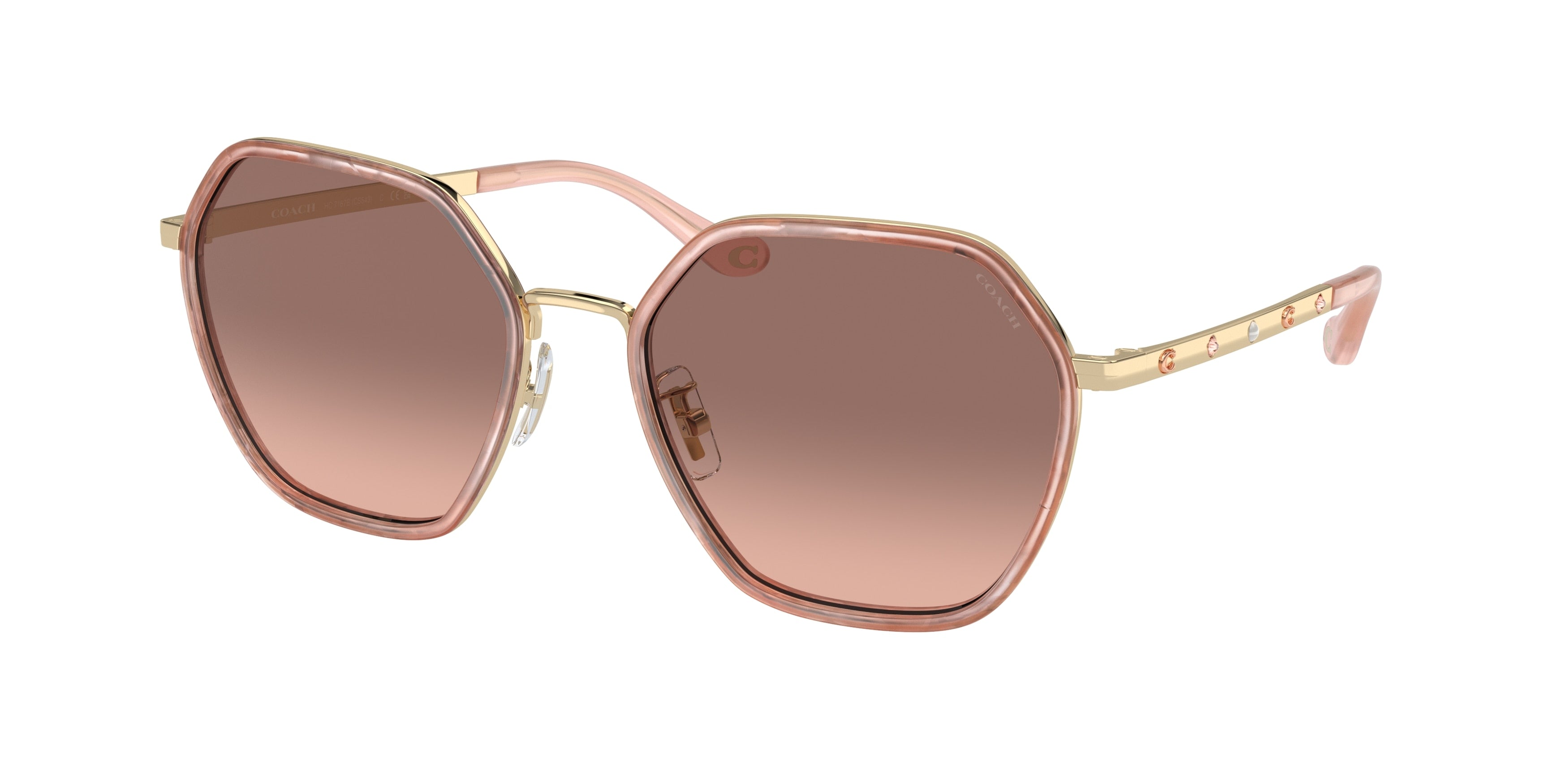 Coach CS543 HC7167B Irregular Sunglasses  944413- 56-140-19 - Color Map Brown Pink Gradient