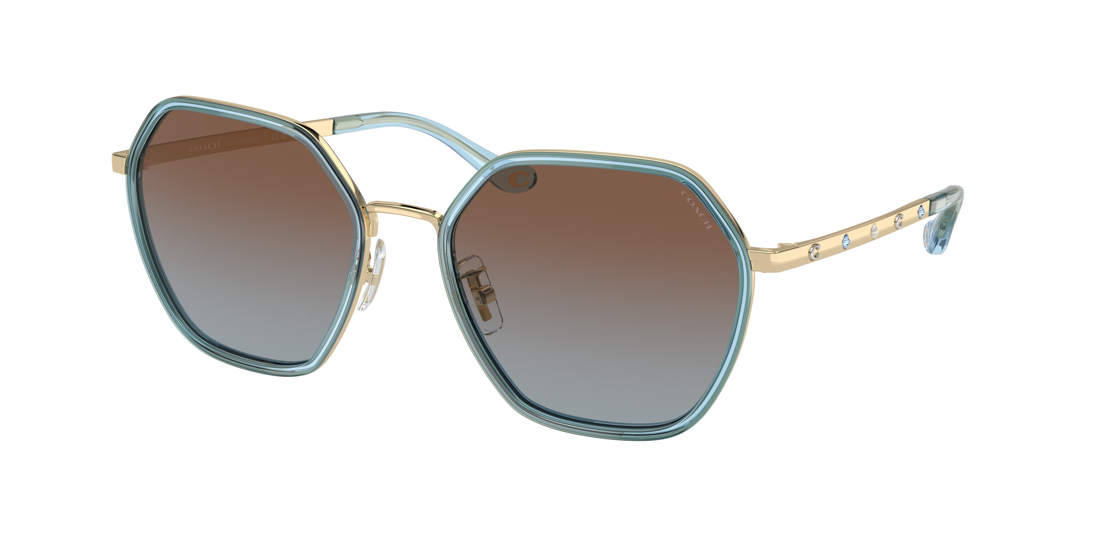 Coach CS543 HC7167B Irregular Sunglasses  944513-Transparent Blue 56-140-19 - Color Map Blue