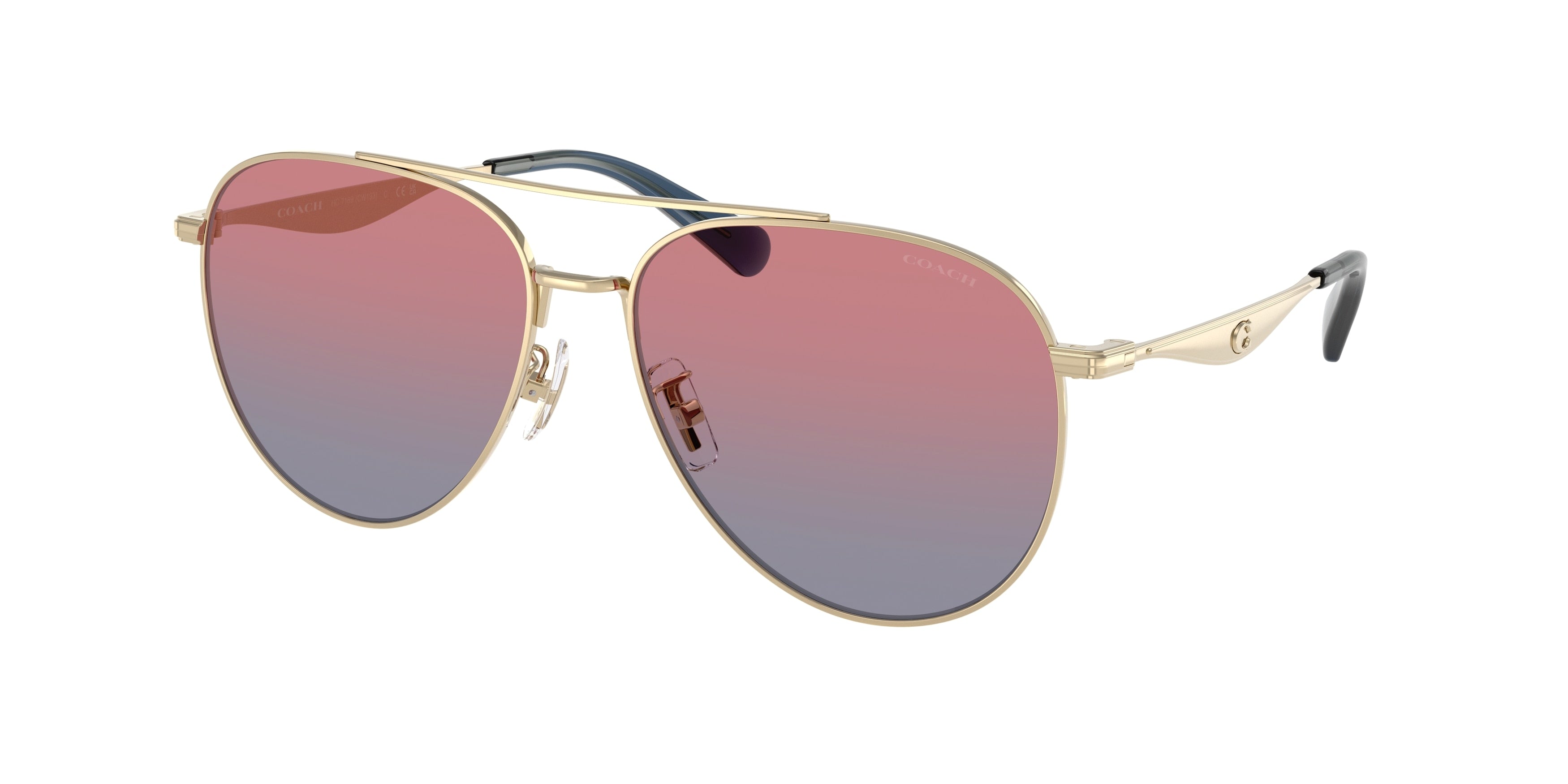 Coach CW193 HC7169 Pilot Sunglasses  90050Q-Shiny Light Gold 57-140-15 - Color Map Gold