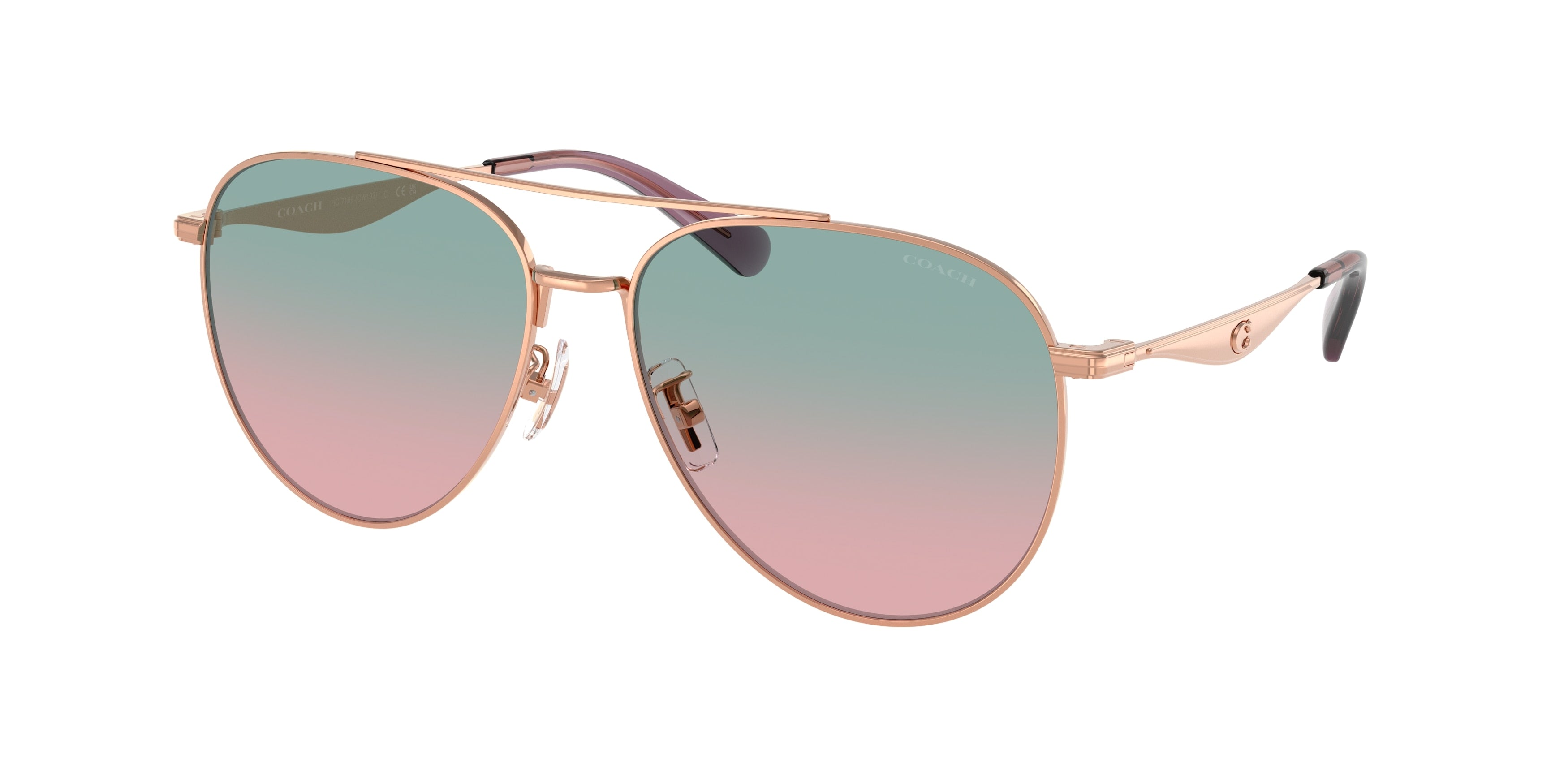 Coach CW193 HC7169 Pilot Sunglasses  93310Q-Shiny Rose Gold 57-140-15 - Color Map Gold
