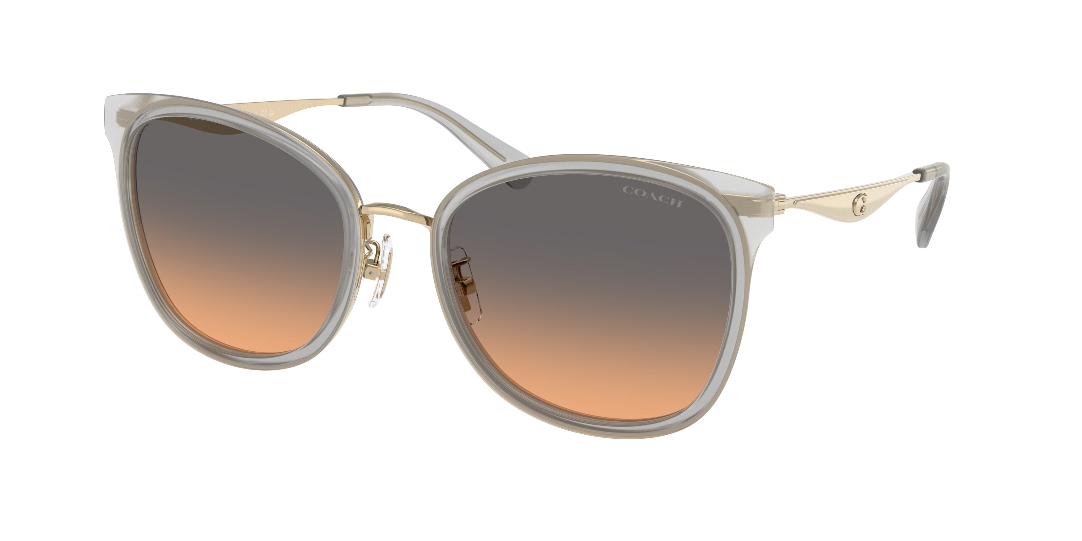 Coach CW185 HC7170 Square Sunglasses  945018-Light Gold/Dove 56-145-20 - Color Map Grey