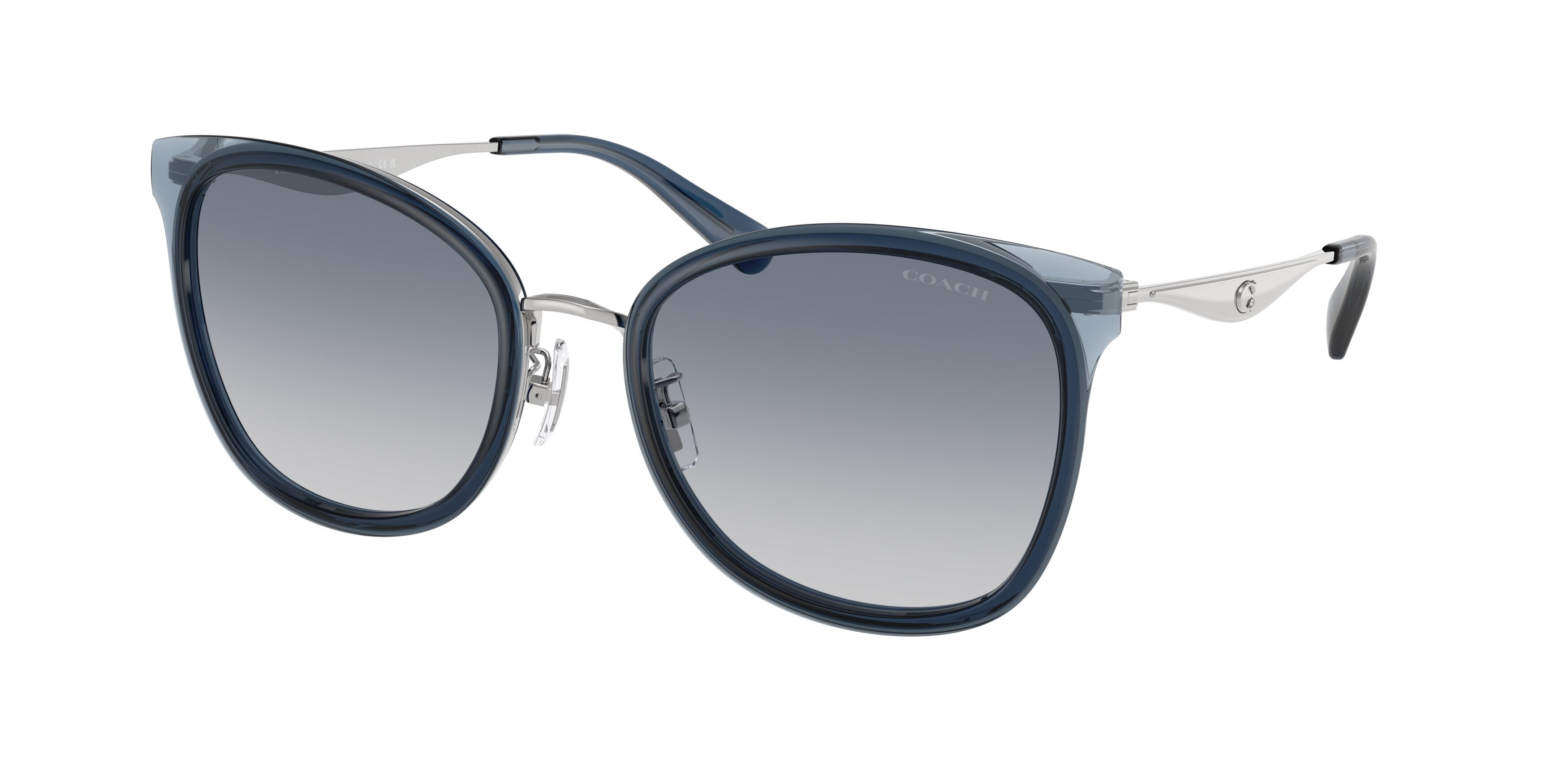 Coach CW185 HC7170 Square Sunglasses  945235-Silver / Blue 56-145-20 - Color Map Silver