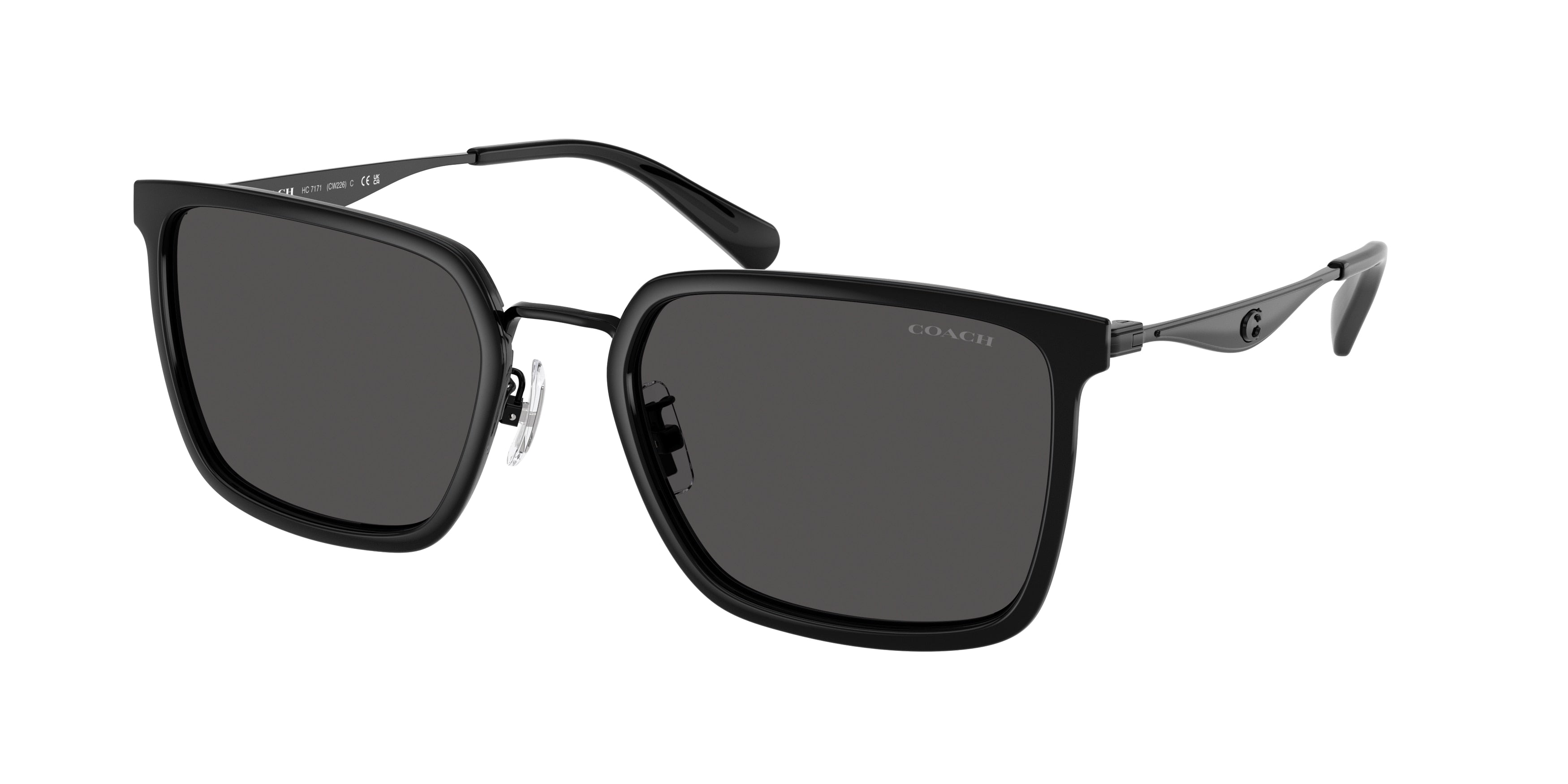 Coach CW226 HC7171 Square Sunglasses  934487-Black 56-150-21 - Color Map Black