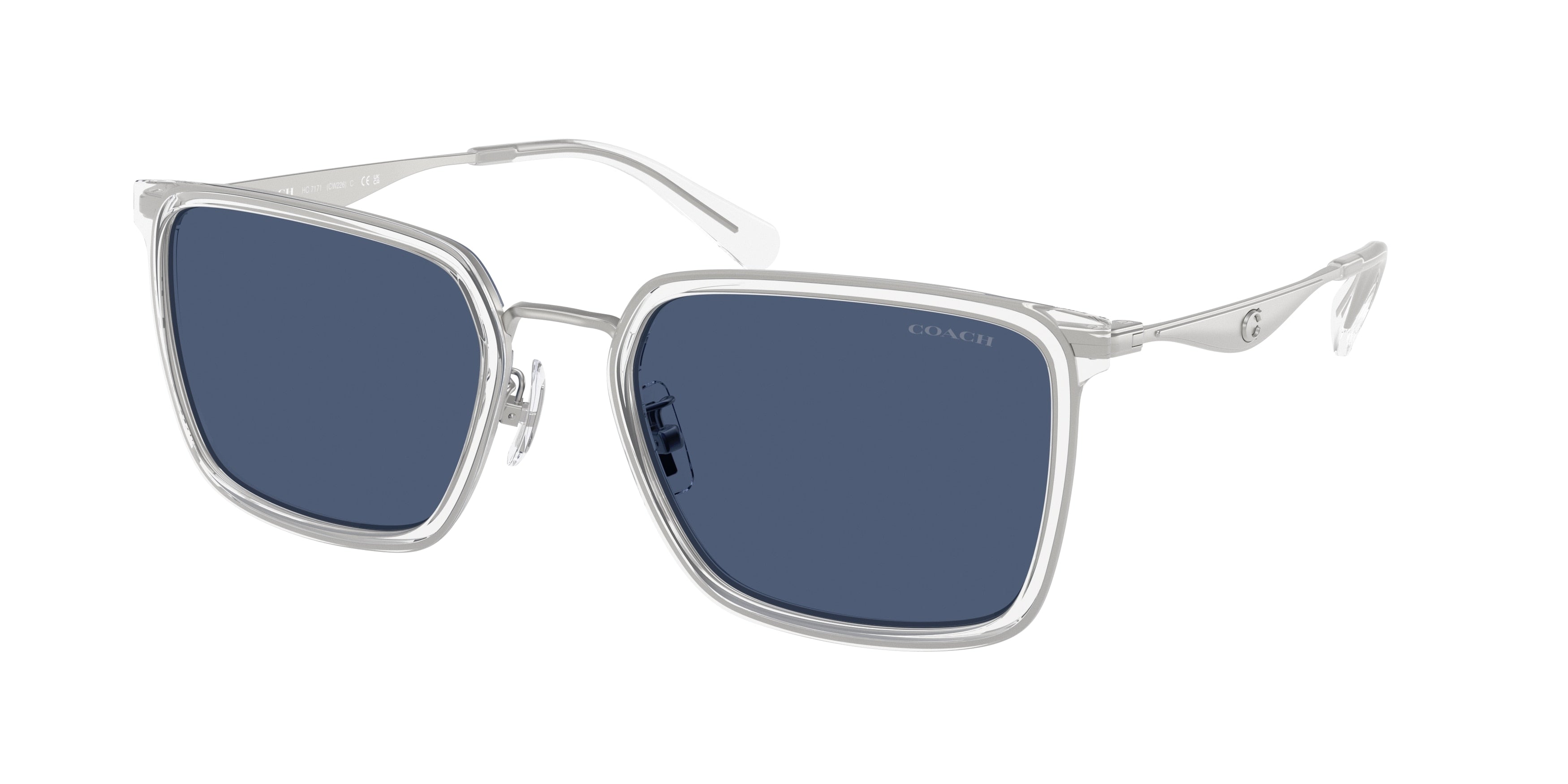 Coach CW226 HC7171 Square Sunglasses  945580-Silver/Transparent Clear 56-150-21 - Color Map Transparent