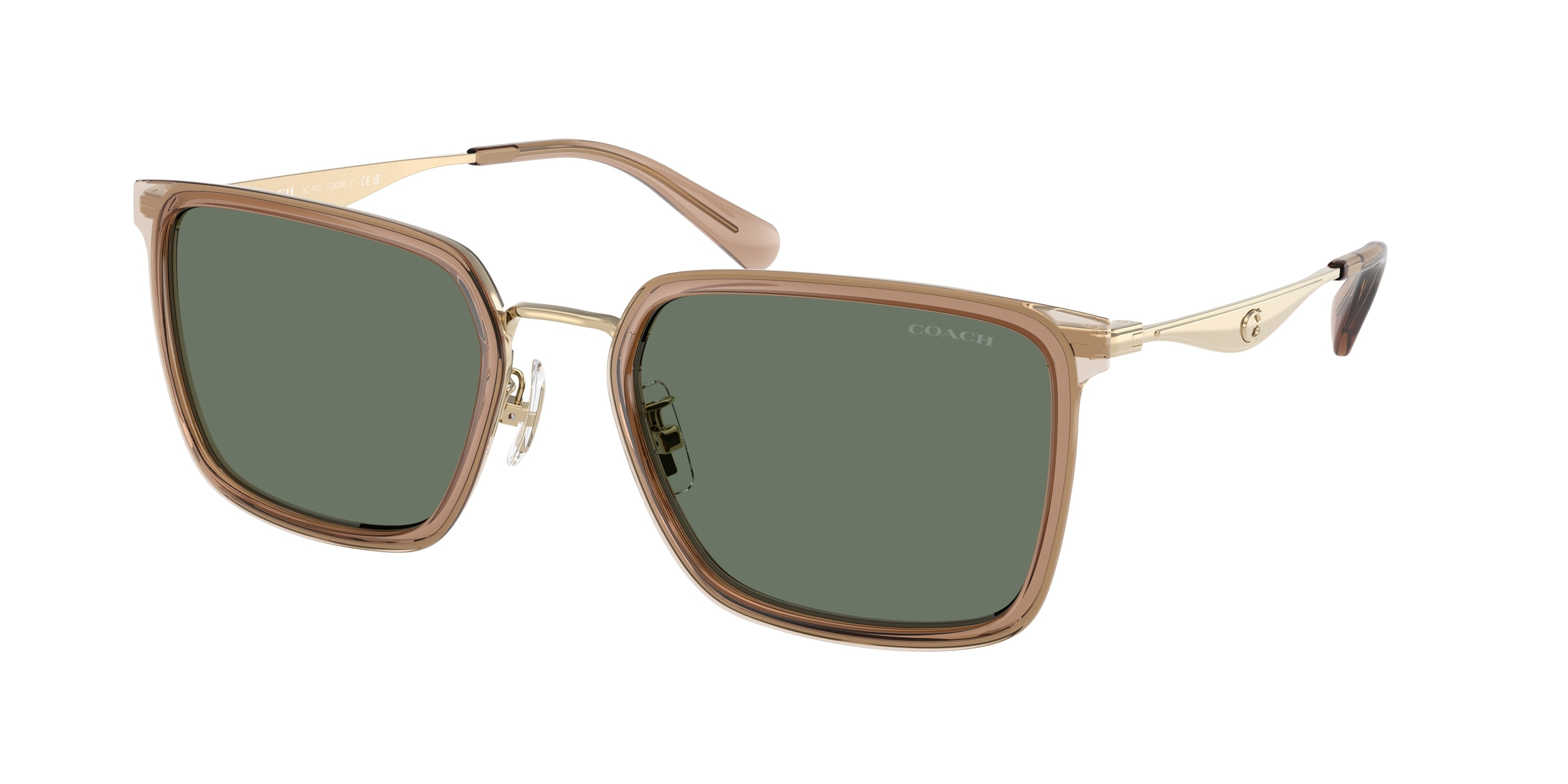 Coach CW226 HC7171 Square Sunglasses  94563H-Light Gold/Sand 56-150-21 - Color Map Brown