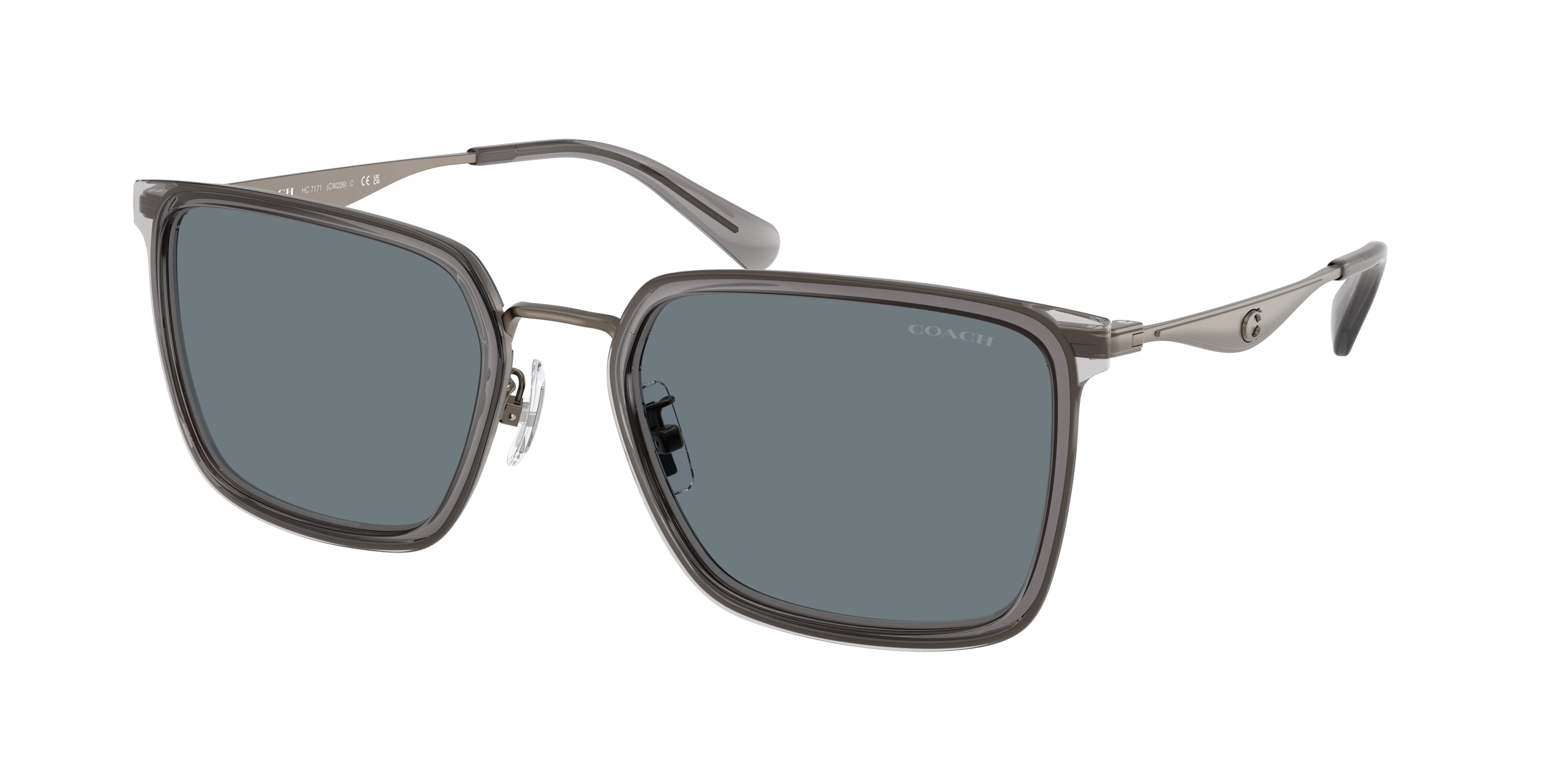 Coach CW226 HC7171 Square Sunglasses  945755-Gunmetal/Grey 56-150-21 - Color Map Grey