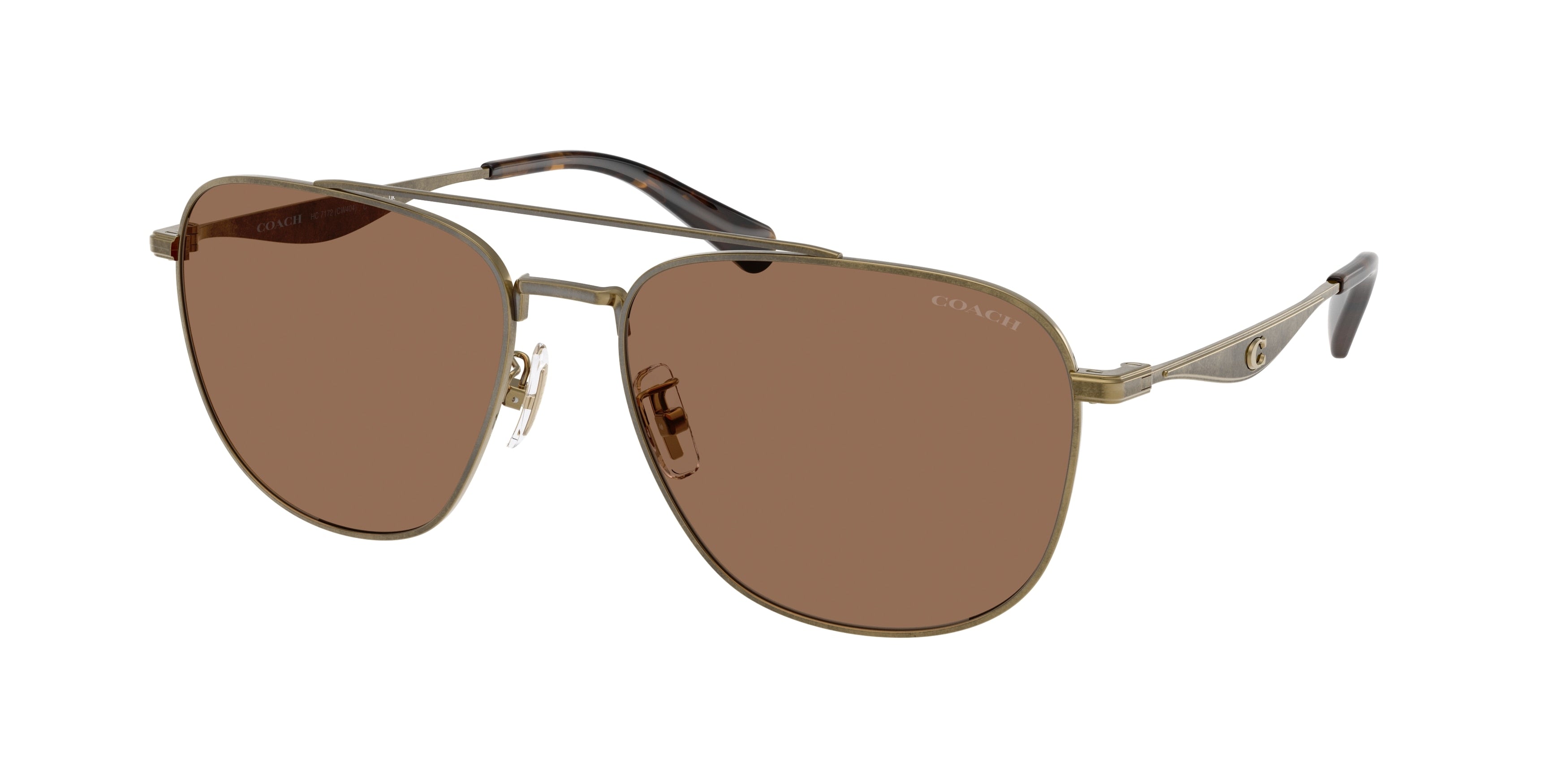 Coach CW404 HC7172 Pilot Sunglasses  933373-Antique Gold 59-145-17 - Color Map Gold