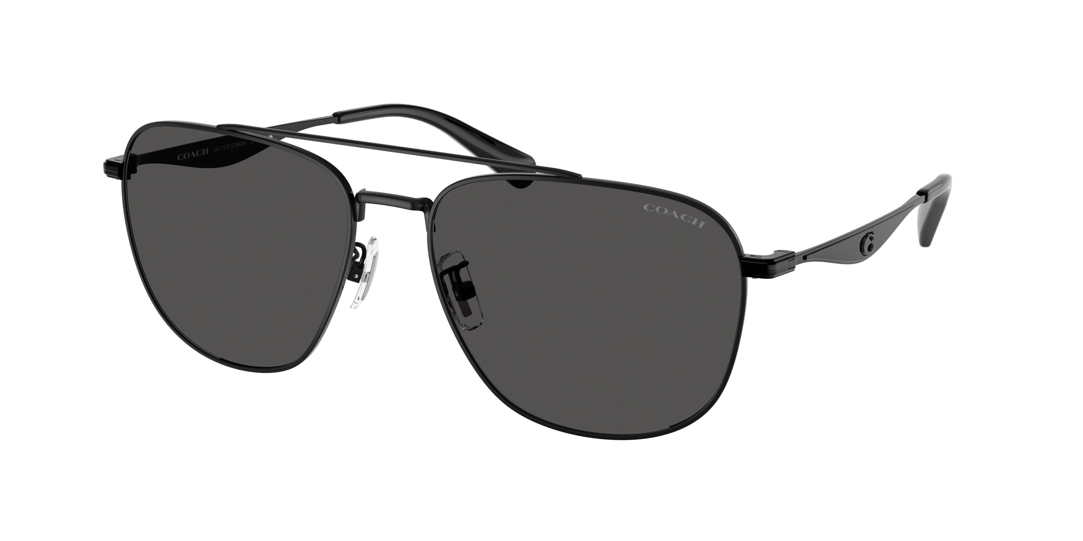 Coach CW404 HC7172 Pilot Sunglasses  939387-Satin Black 59-145-17 - Color Map Black