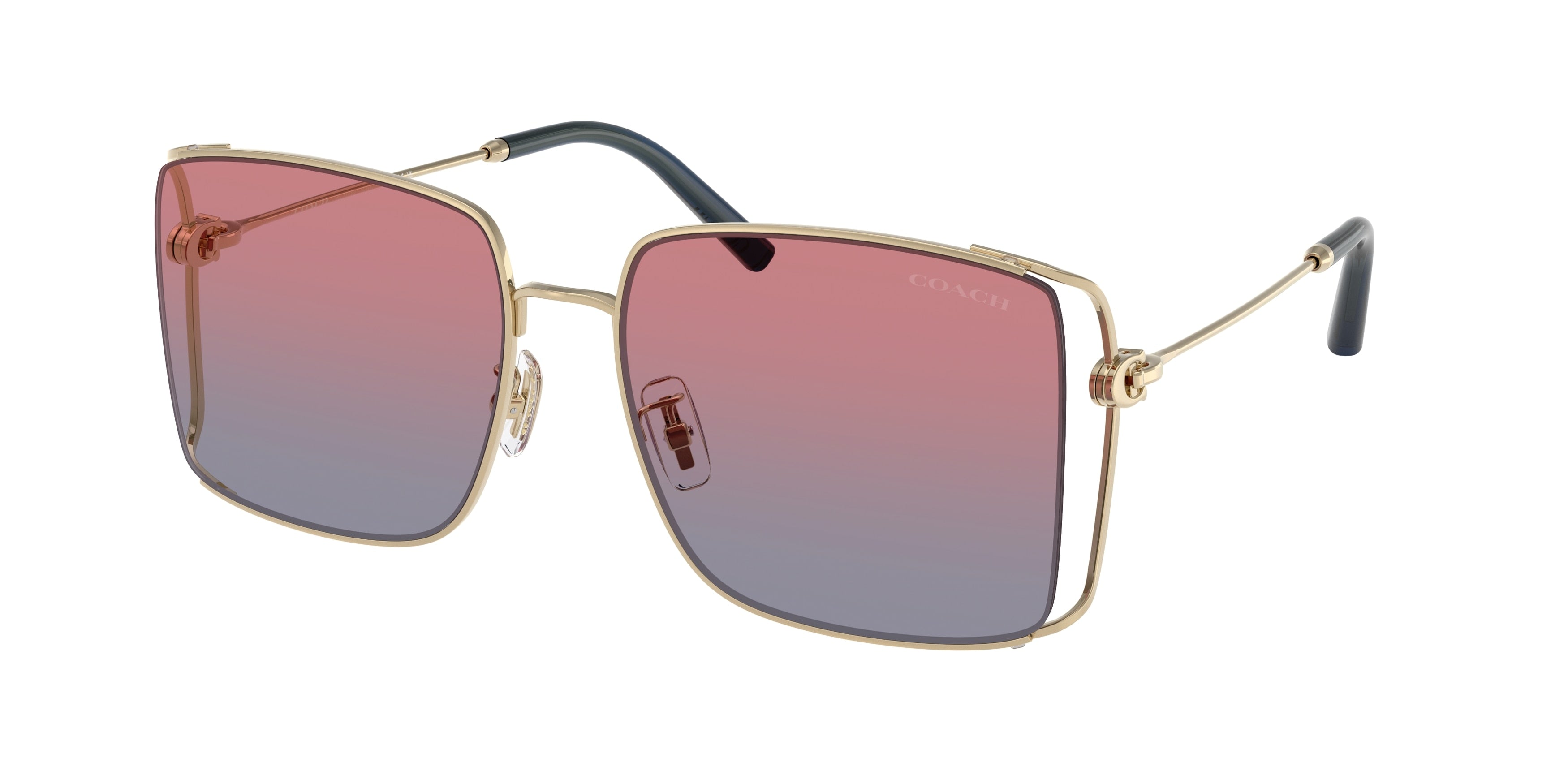 Coach CW429 HC7174D Square Sunglasses  90050Q-Shiny Light Gold 59-145-17 - Color Map Gold