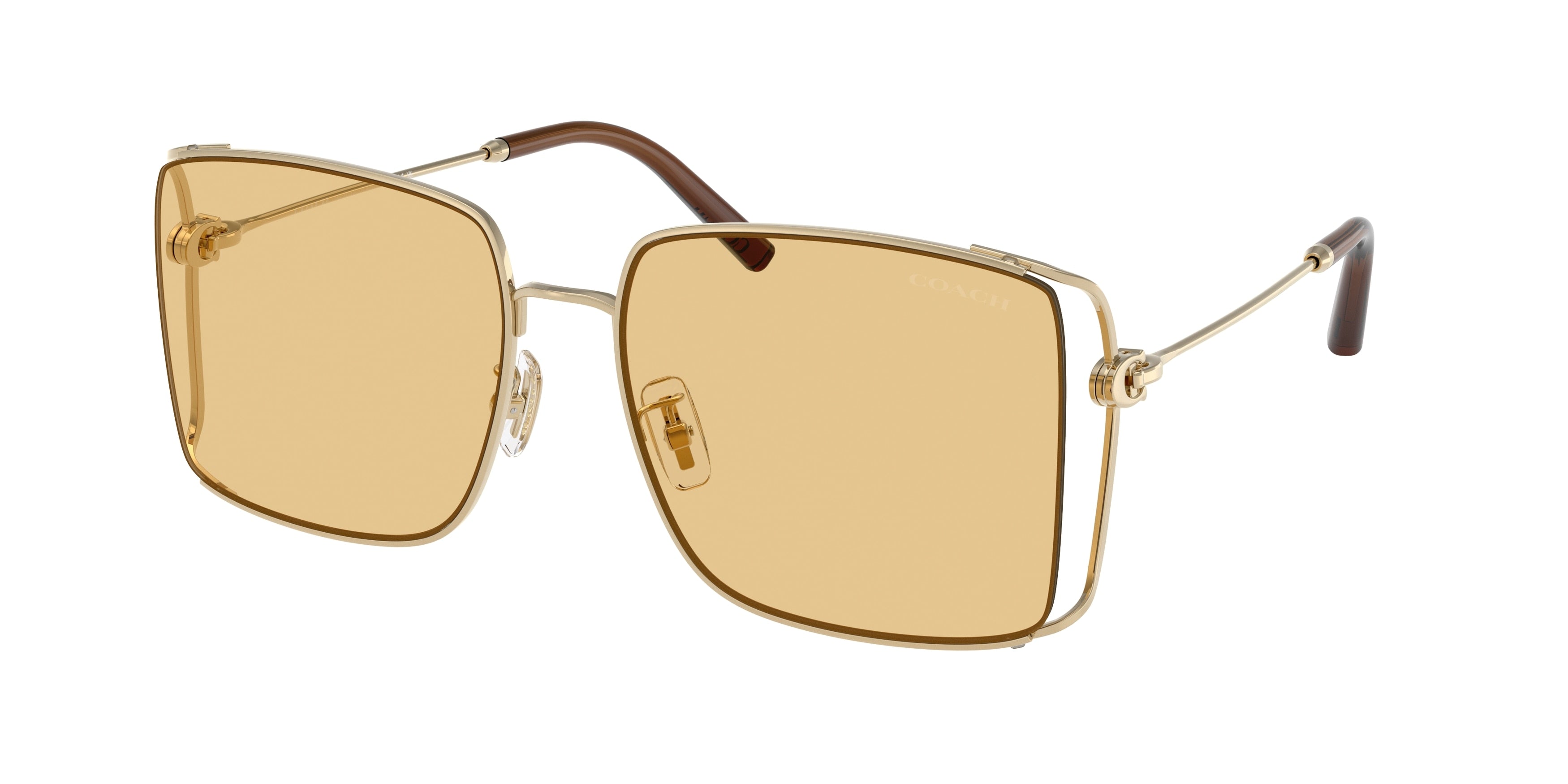 Coach CW429 HC7174D Square Sunglasses  90058-Shiny Light Gold 59-145-17 - Color Map Gold