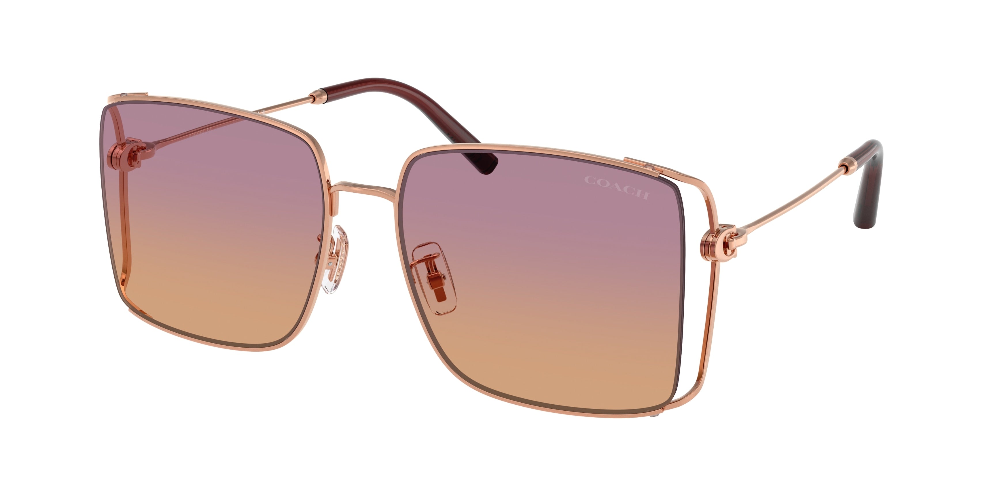 Coach CW429 HC7174D Square Sunglasses  933178-Shiny Rose Gold 59-145-17 - Color Map Gold