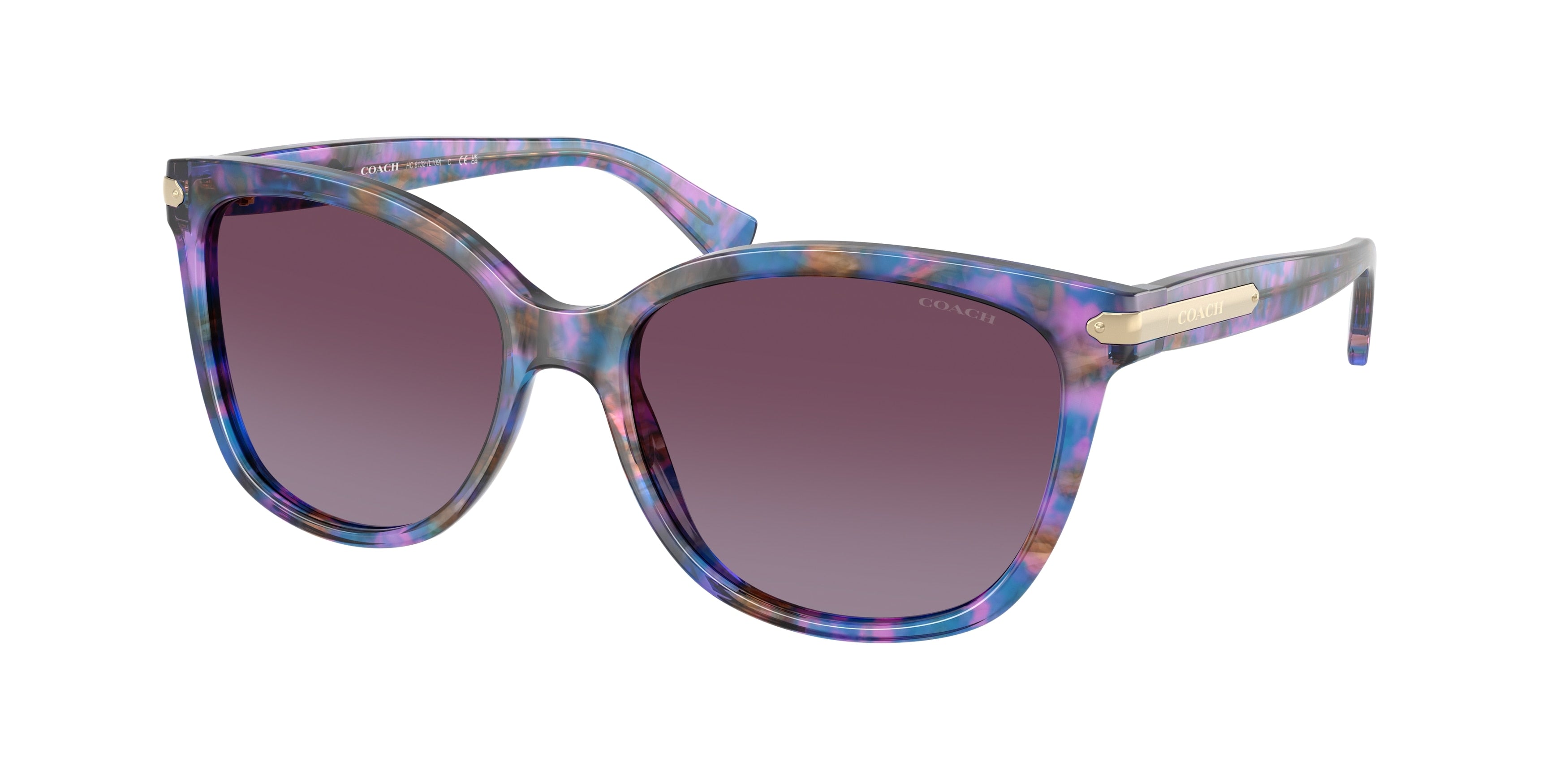 Coach L109 HC8132 Cat Eye Sunglasses  52888H-Purple Confetti Tortoise 57-135-17 - Color Map Tortoise