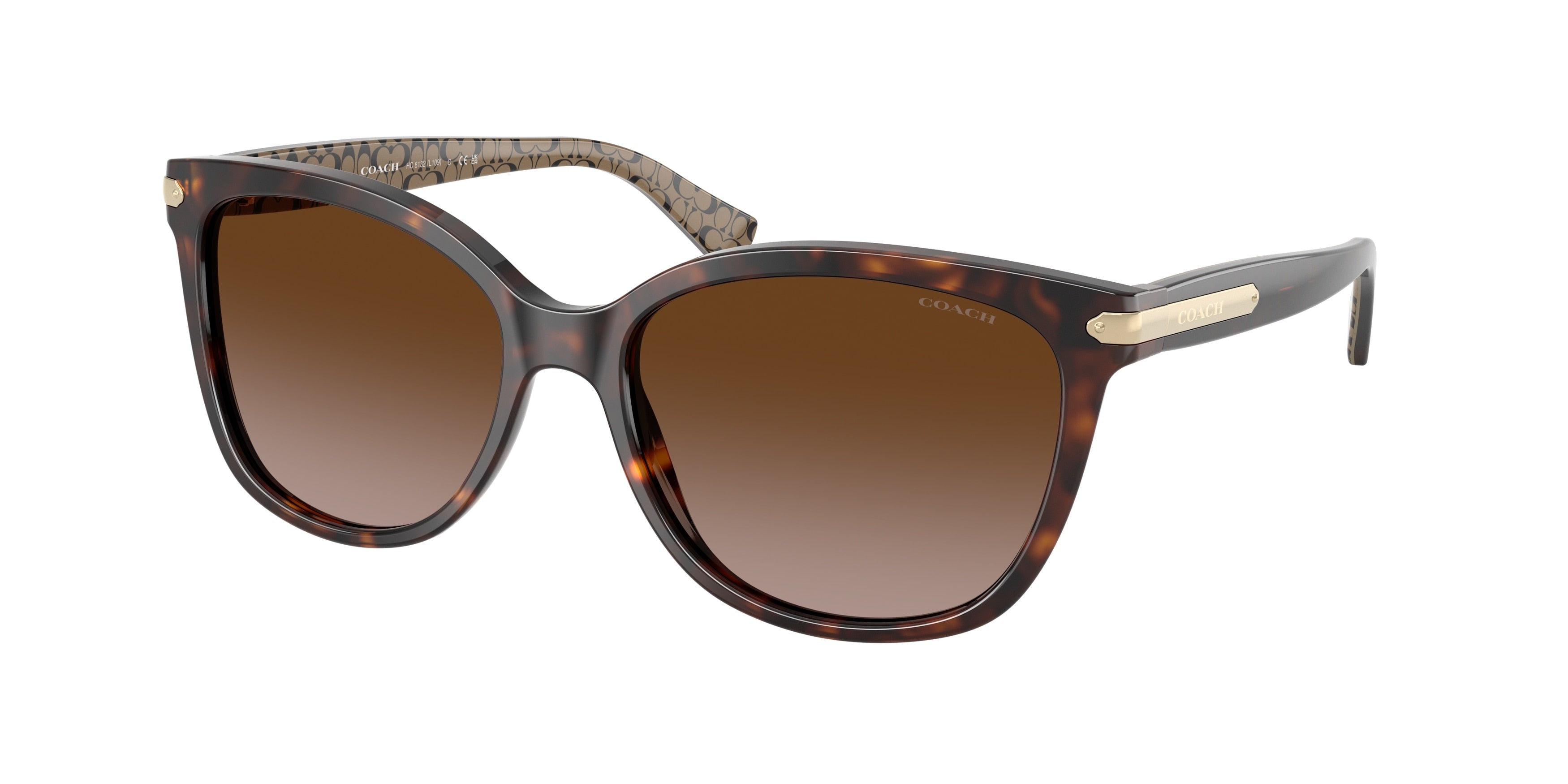 Coach L109 HC8132 Cat Eye Sunglasses  529113-Dark Tortoise 57-135-17 - Color Map Tortoise