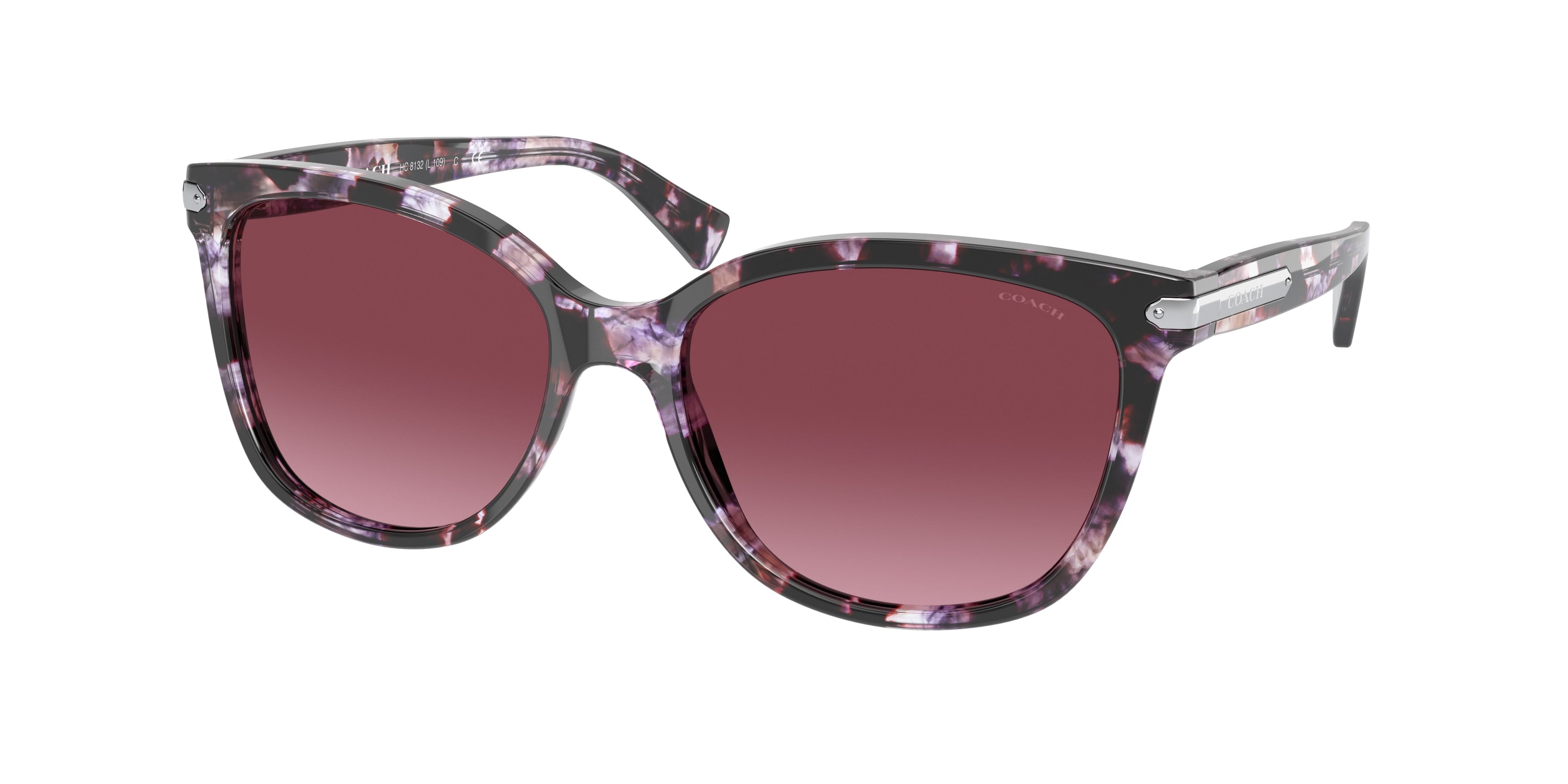 Coach L109 HC8132 Cat Eye Sunglasses  55488H-Purple Tortoise 57-135-17 - Color Map Violet