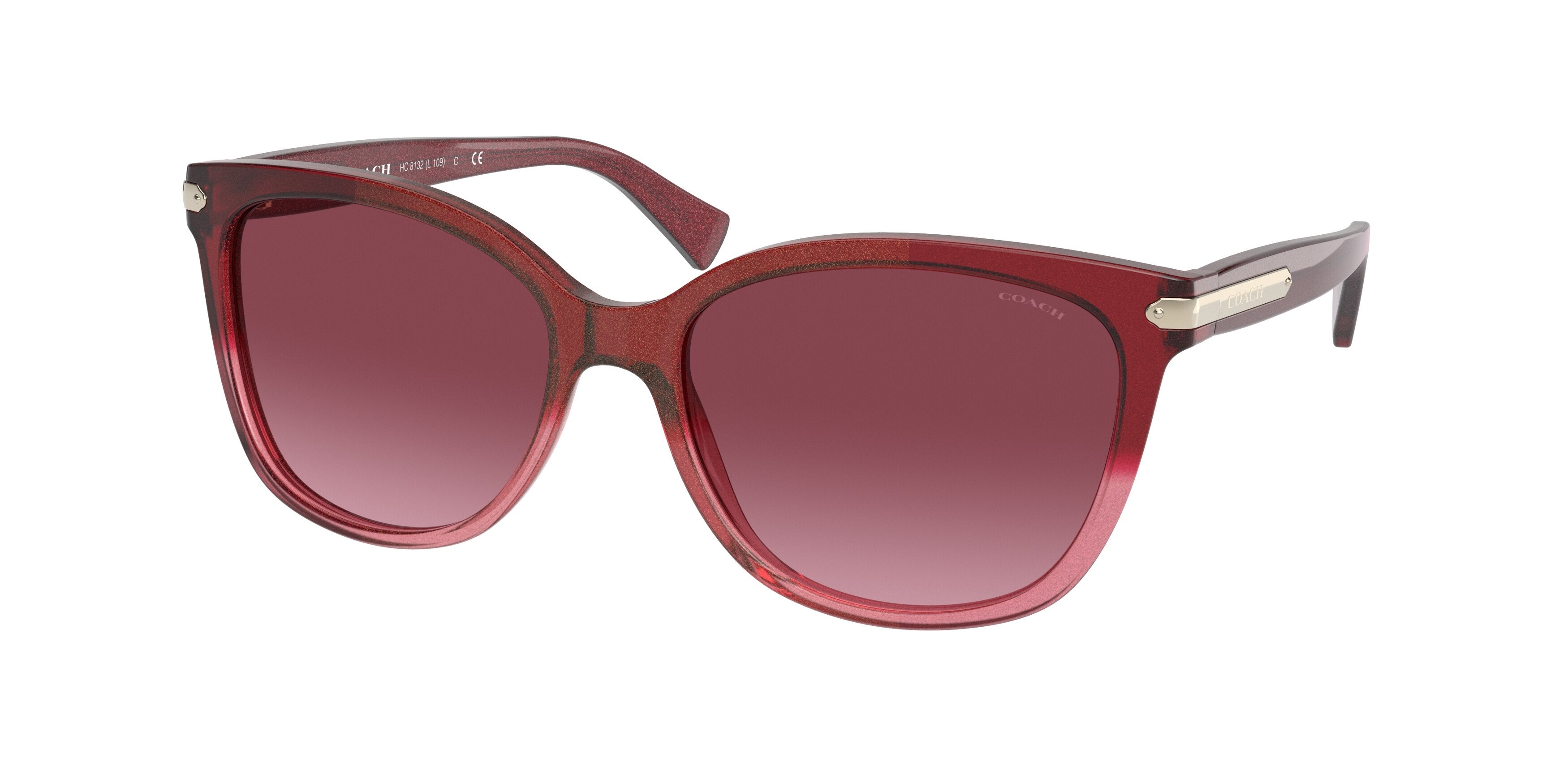 Coach L109 HC8132 Cat Eye Sunglasses  55518H-Shimmer Burgundy Pink Gradient 57-135-17 - Color Map Violet
