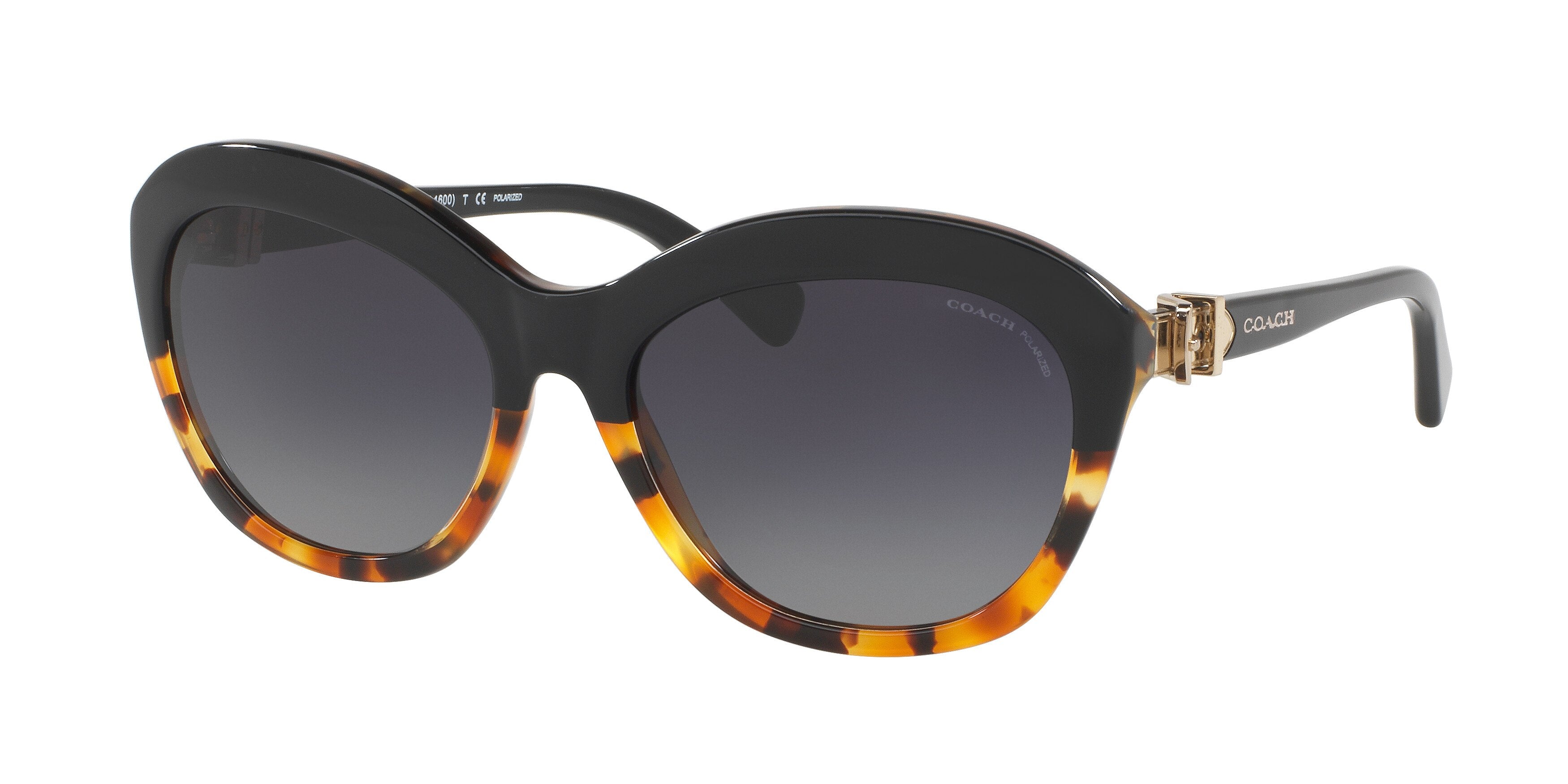 Coach L1600 HC8184 Cat Eye Sunglasses  5404T3-Black Tortoise Gradient/Black 57-135-18 - Color Map Black