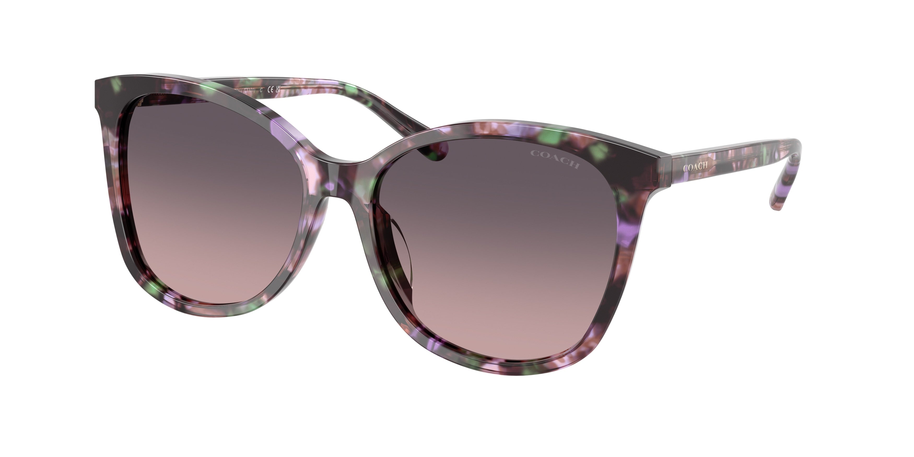 Coach L1101 HC8271U Square Sunglasses  584346-Amethyst Pearl Tortoise 57-140-16 - Color Map Violet
