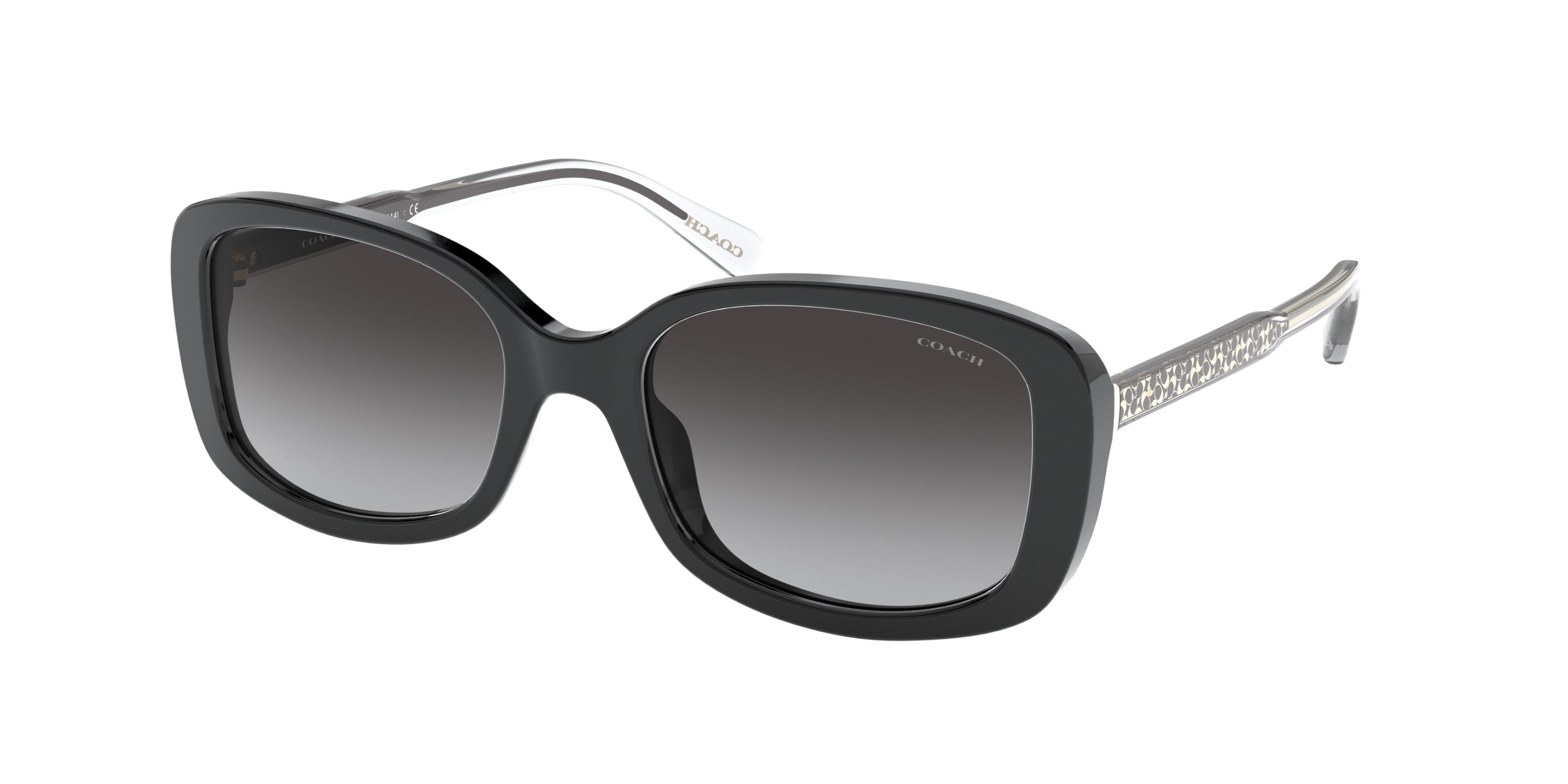 Coach L1121 HC8278F Rectangle Sunglasses  50028G-Black 55-140-18 - Color Map Black