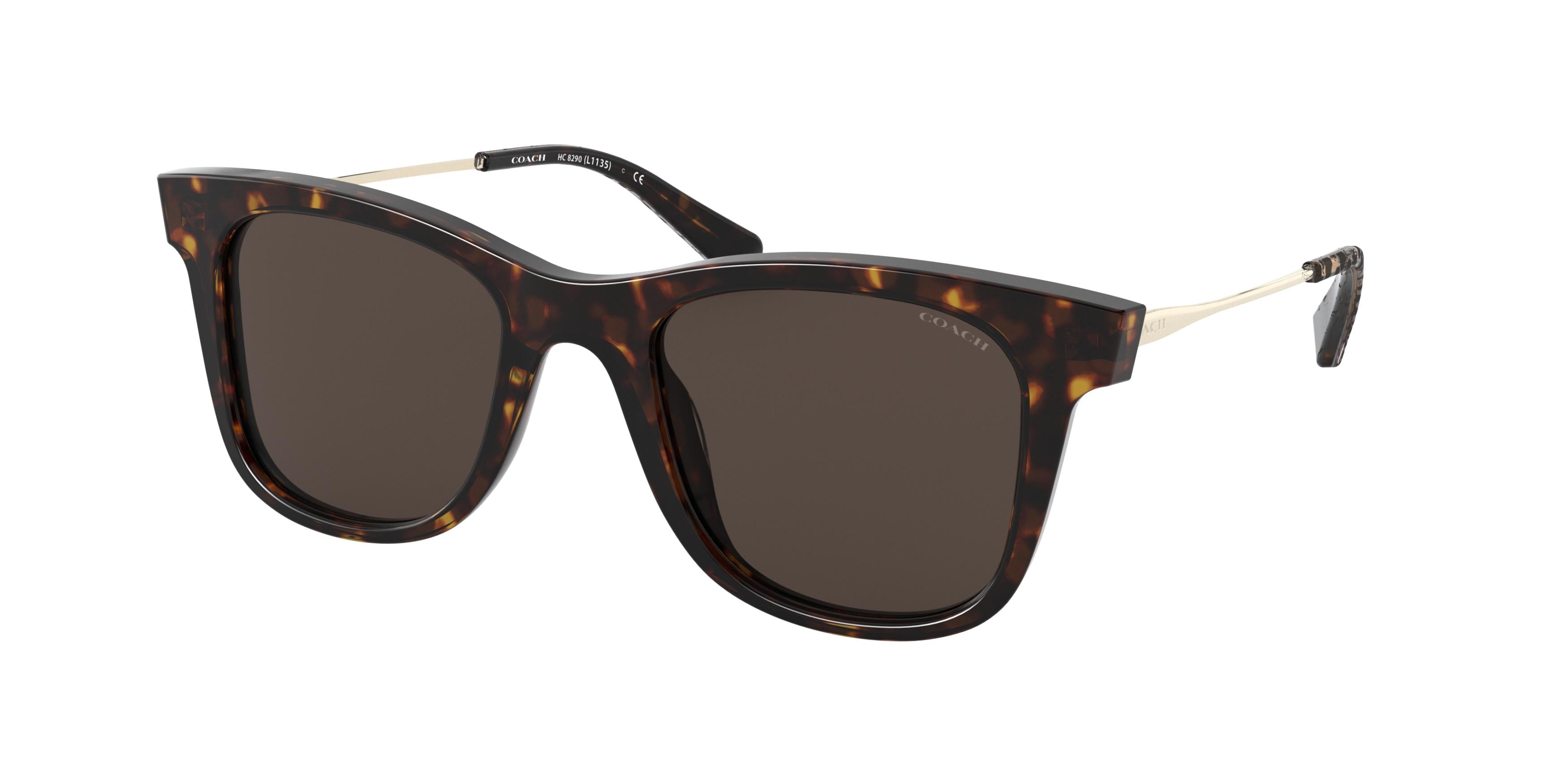 Coach L1135 HC8290 Square Sunglasses  503173-Dark Tortoise 50-140-21 - Color Map Tortoise