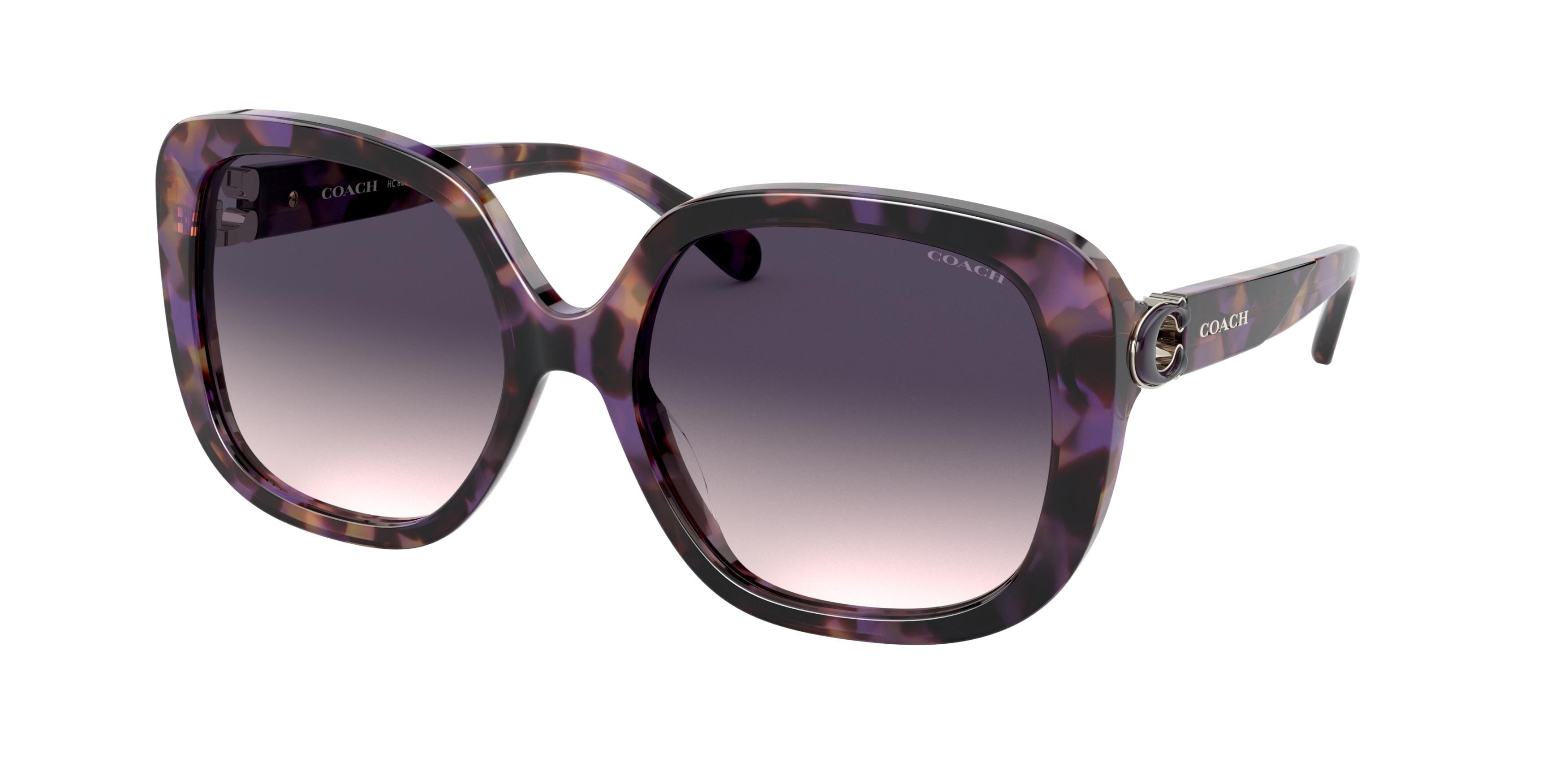 Coach L1144 HC8292 Square Sunglasses  561236-Purple Tortoise 56-140-18 - Color Map Violet