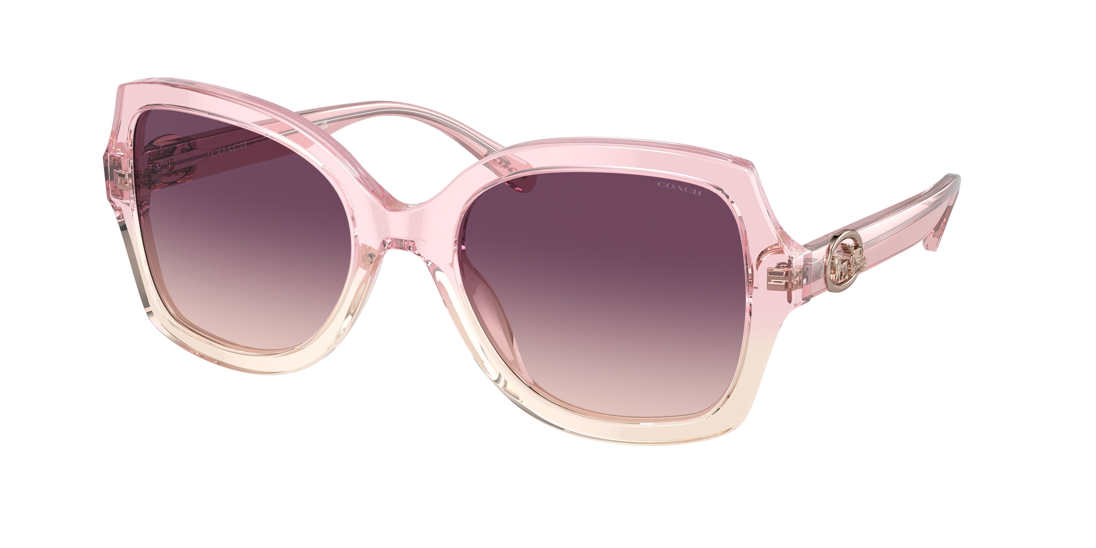 Coach L1147 HC8295 Square Sunglasses  57387W-Transparent Pink Gradient 56-140-21 - Color Map Pink