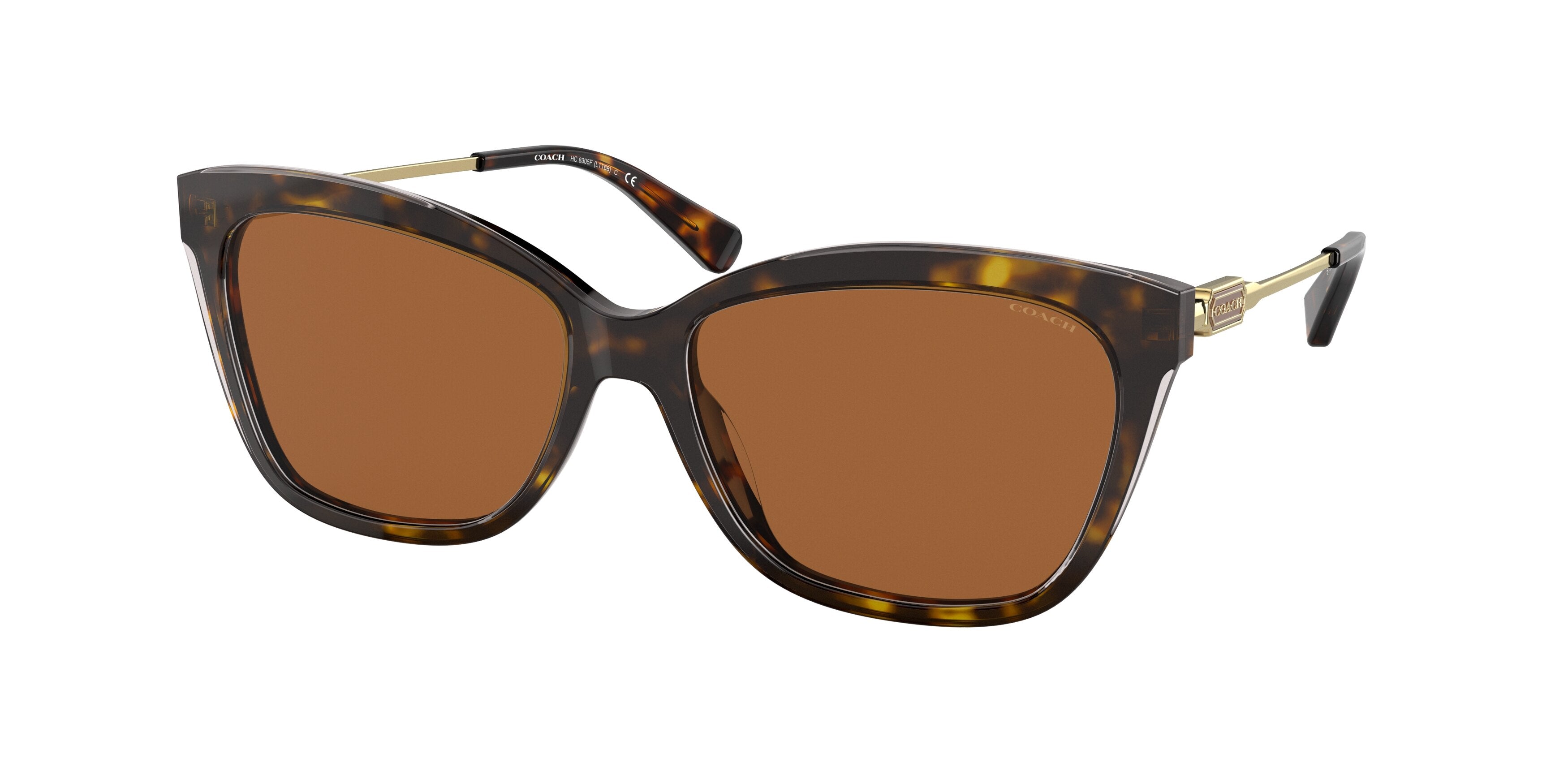 Coach L1160 HC8305F Square Sunglasses  512073-Dark Tortoise 57-140-16 - Color Map Tortoise