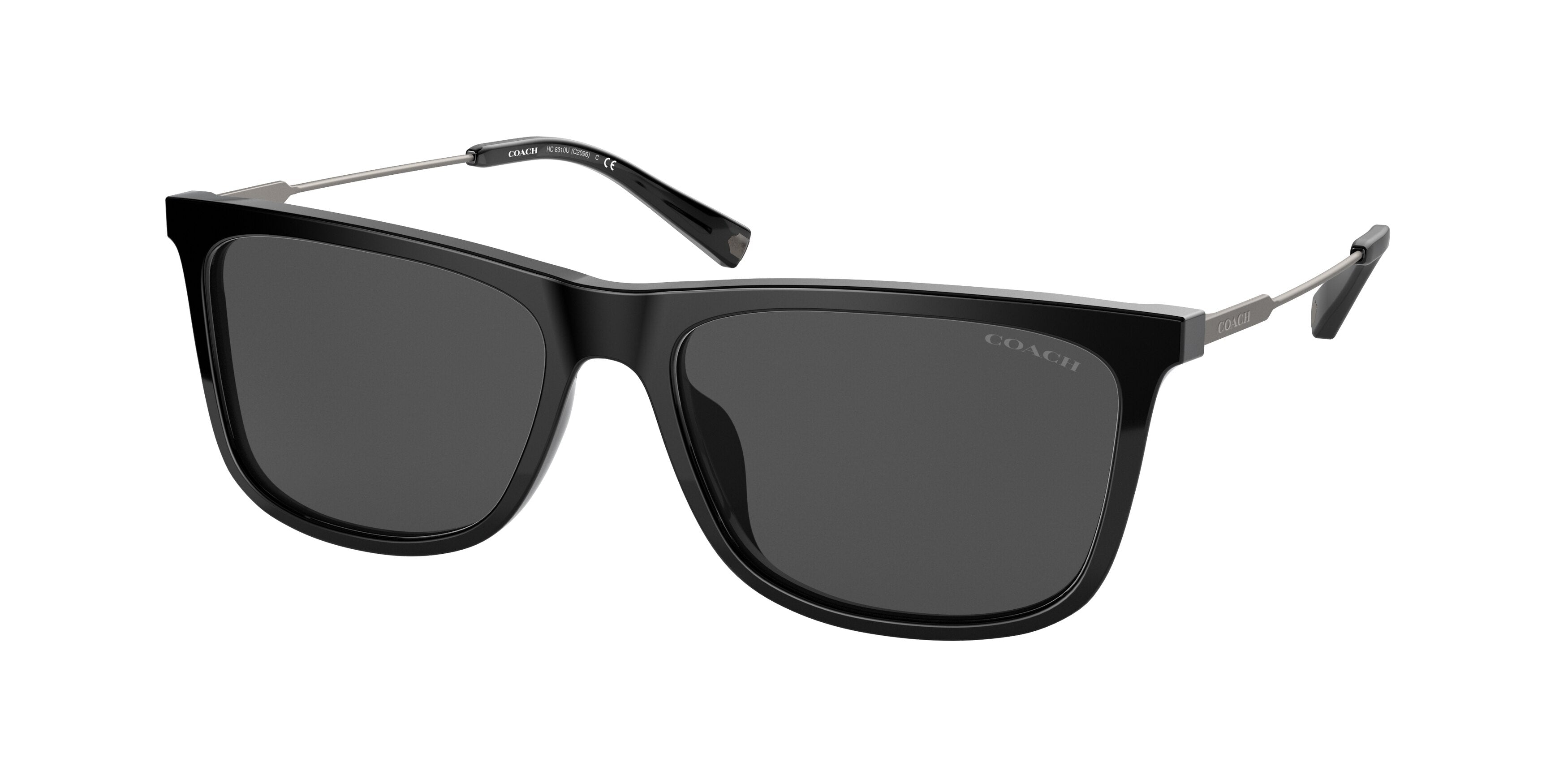 Coach C2096 HC8310U Rectangle Sunglasses  500287-Black 58-145-17 - Color Map Black