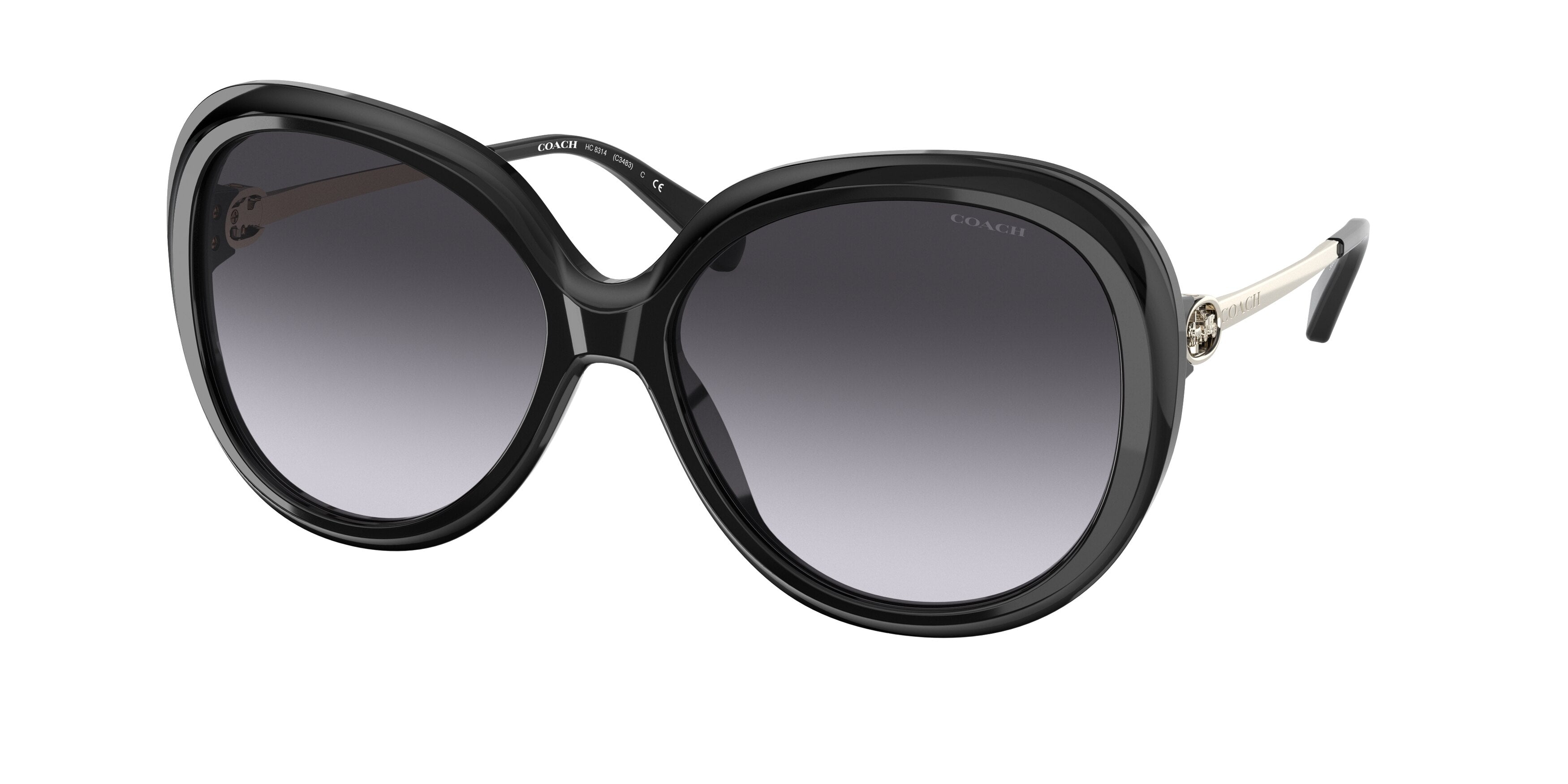 Coach C3483 HC8314 Round Sunglasses  50028G-Black 59-140-16 - Color Map Black
