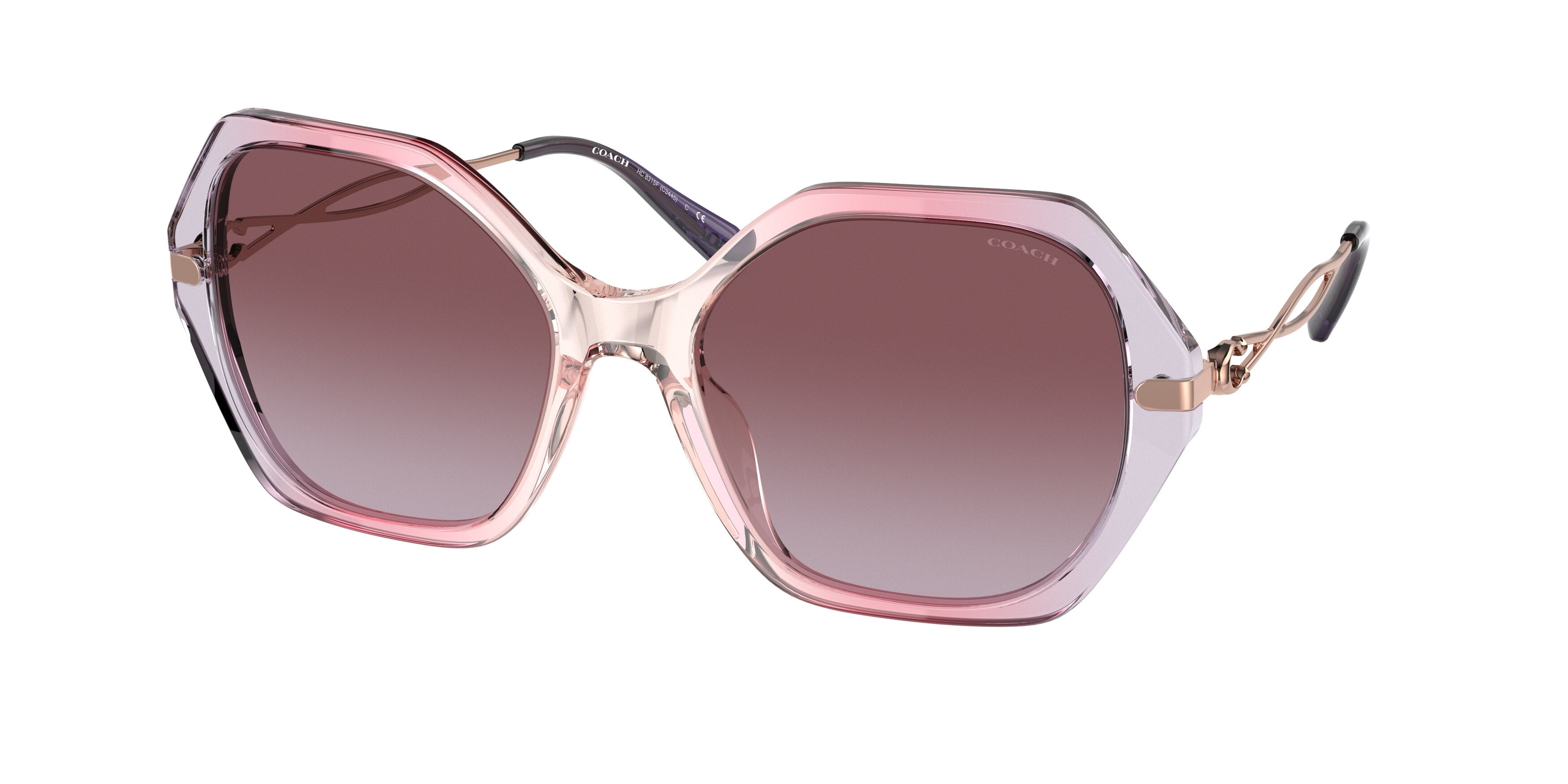 Coach C3504 HC8315F Irregular Sunglasses  56418H-Gradient Transparent Violet 59-140-19 - Color Map Violet