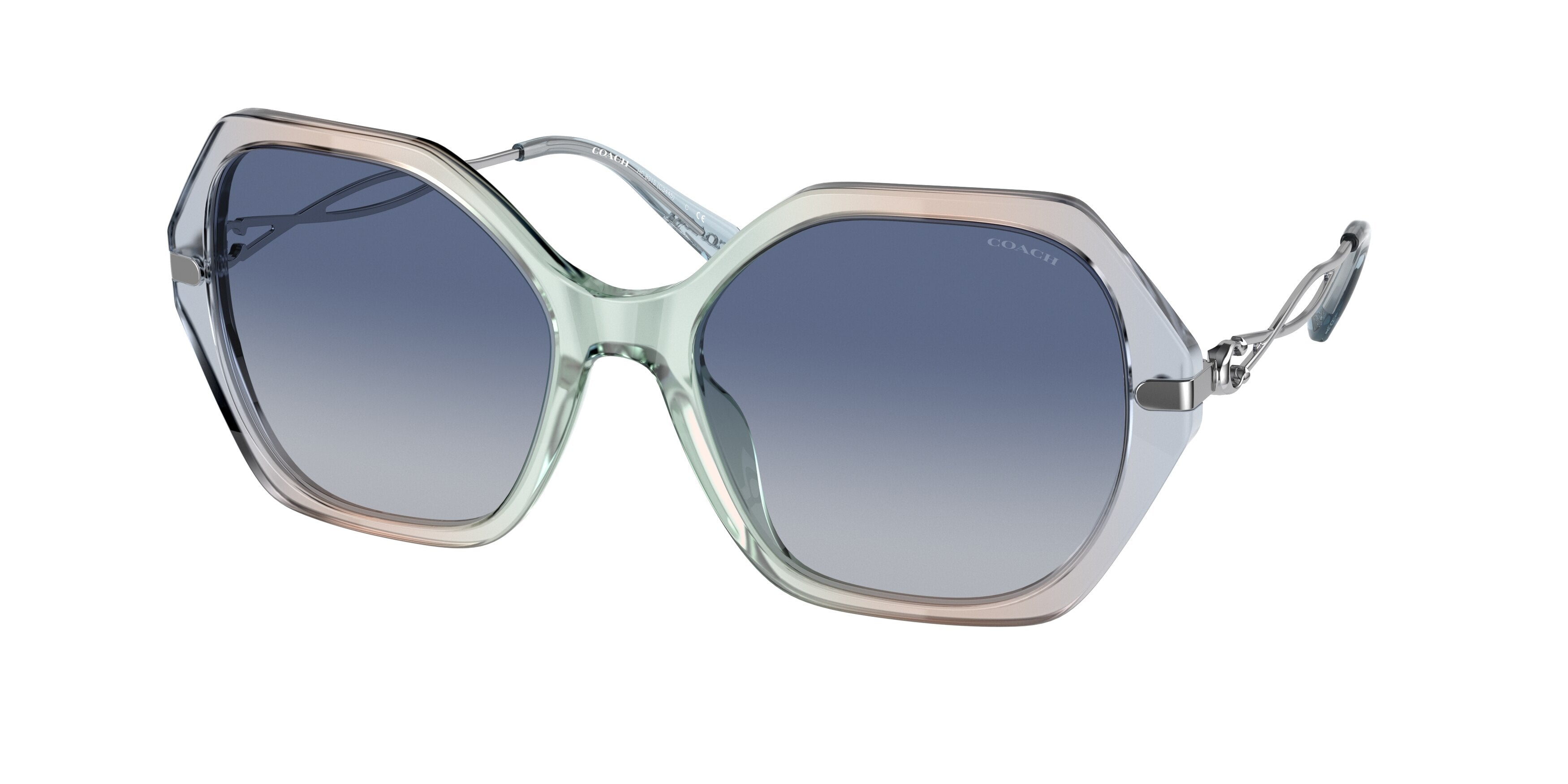 Coach C3445 HC8315 Rectangle Sunglasses  56424L-Gradient Transparent Blue 57-140-19 - Color Map Blue