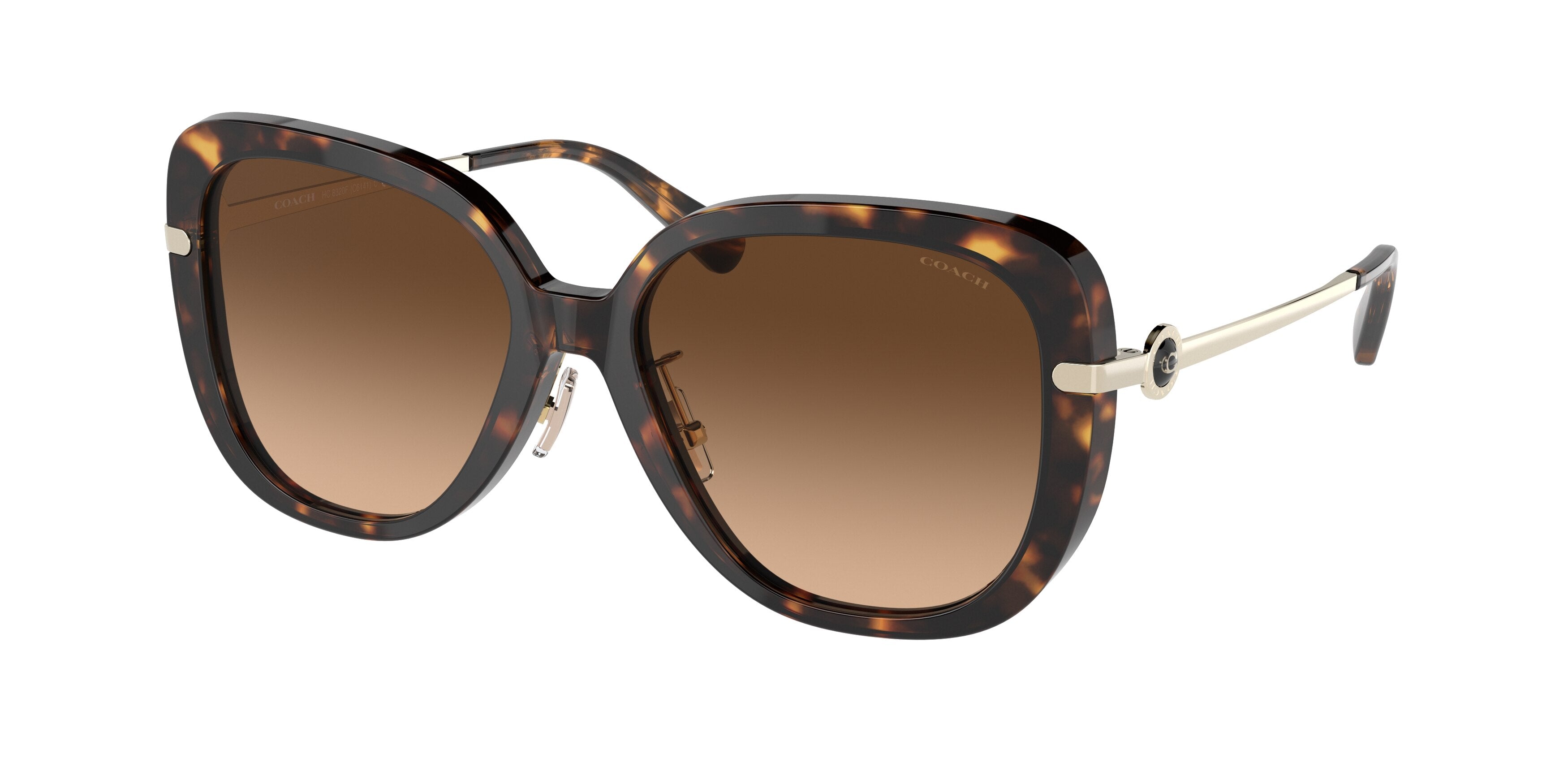 Coach C6141 HC8320F Square Sunglasses  512074-Dark Tortoise 55-140-17 - Color Map Tortoise