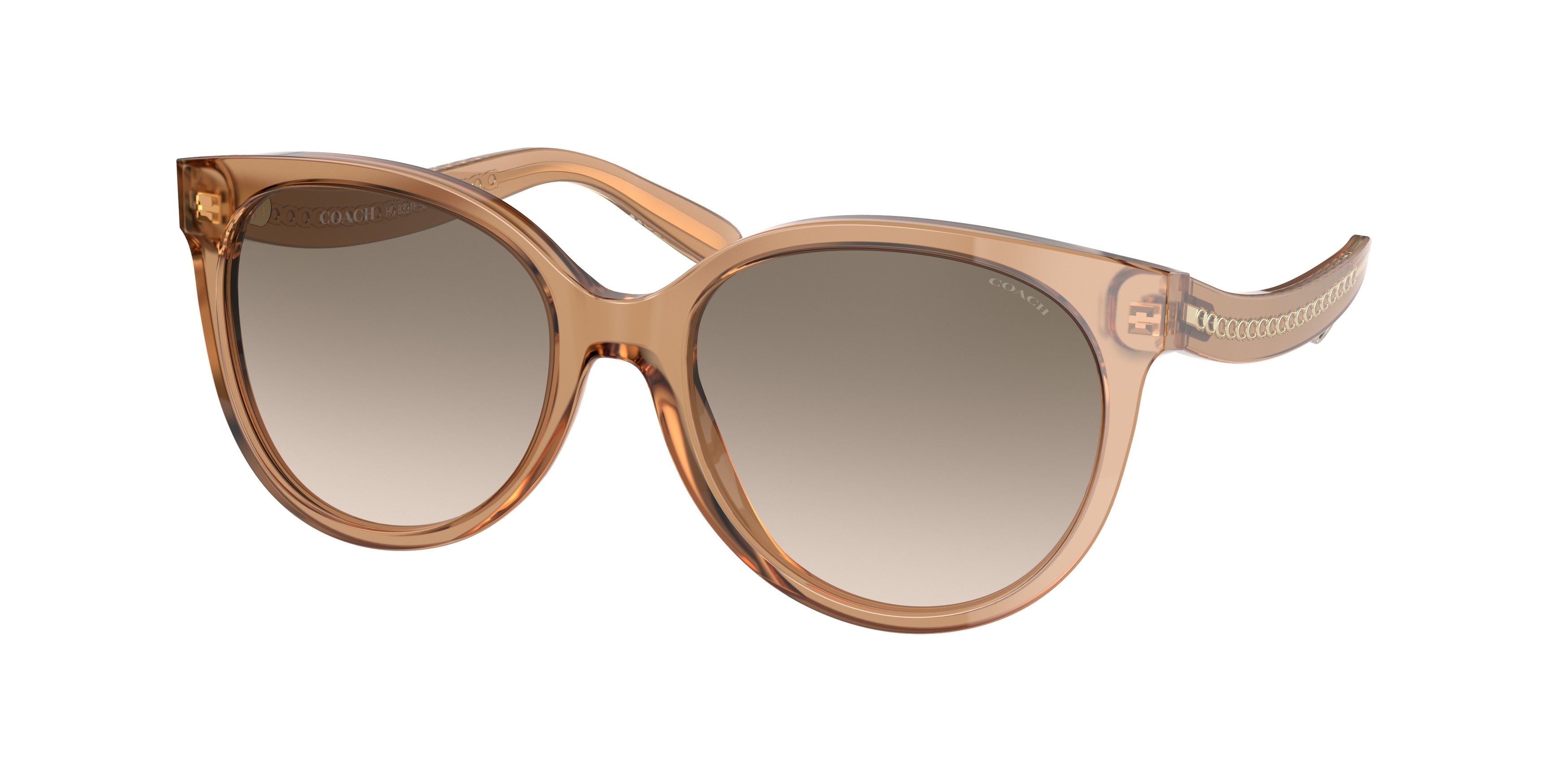 Coach C6182 HC8321F Round Sunglasses  565413-Transparent Brown 57-140-18 - Color Map Brown