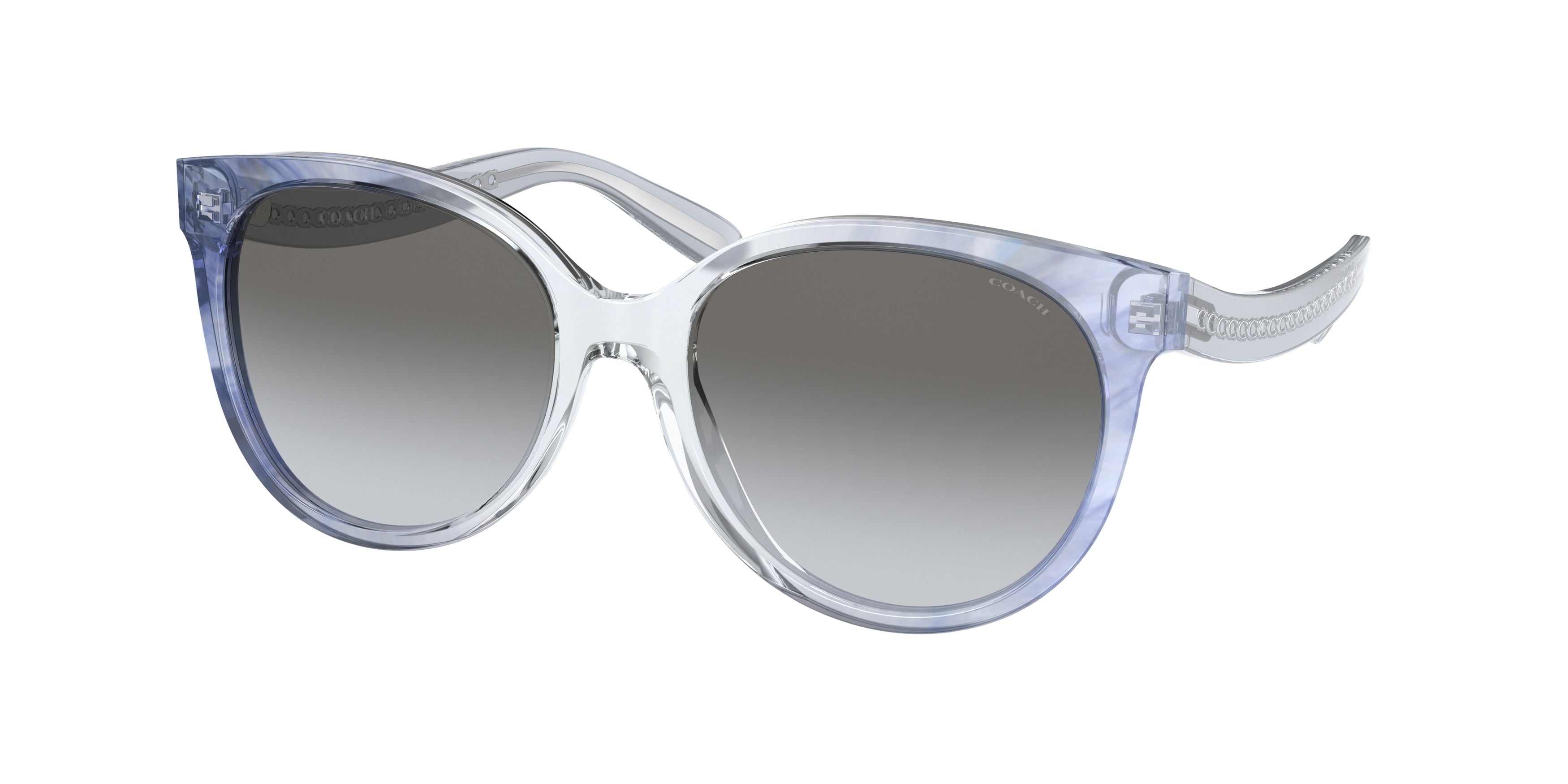 Coach C6182 HC8321F Round Sunglasses  56553C-Transparent Blue Ombre 57-140-18 - Color Map Blue