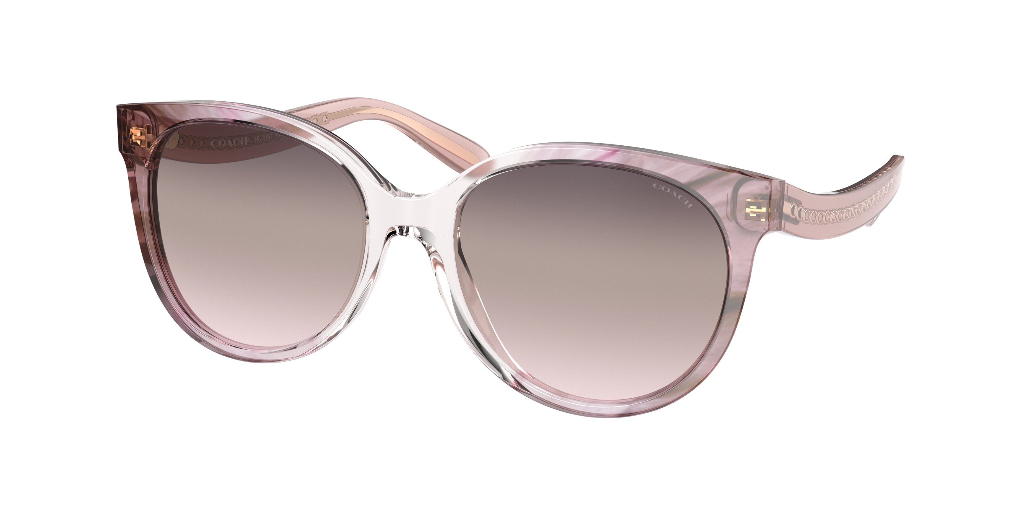 Coach C6181 HC8321 Round Sunglasses  5656U8-Transparent Pink Ombre 55-140-18 - Color Map Pink