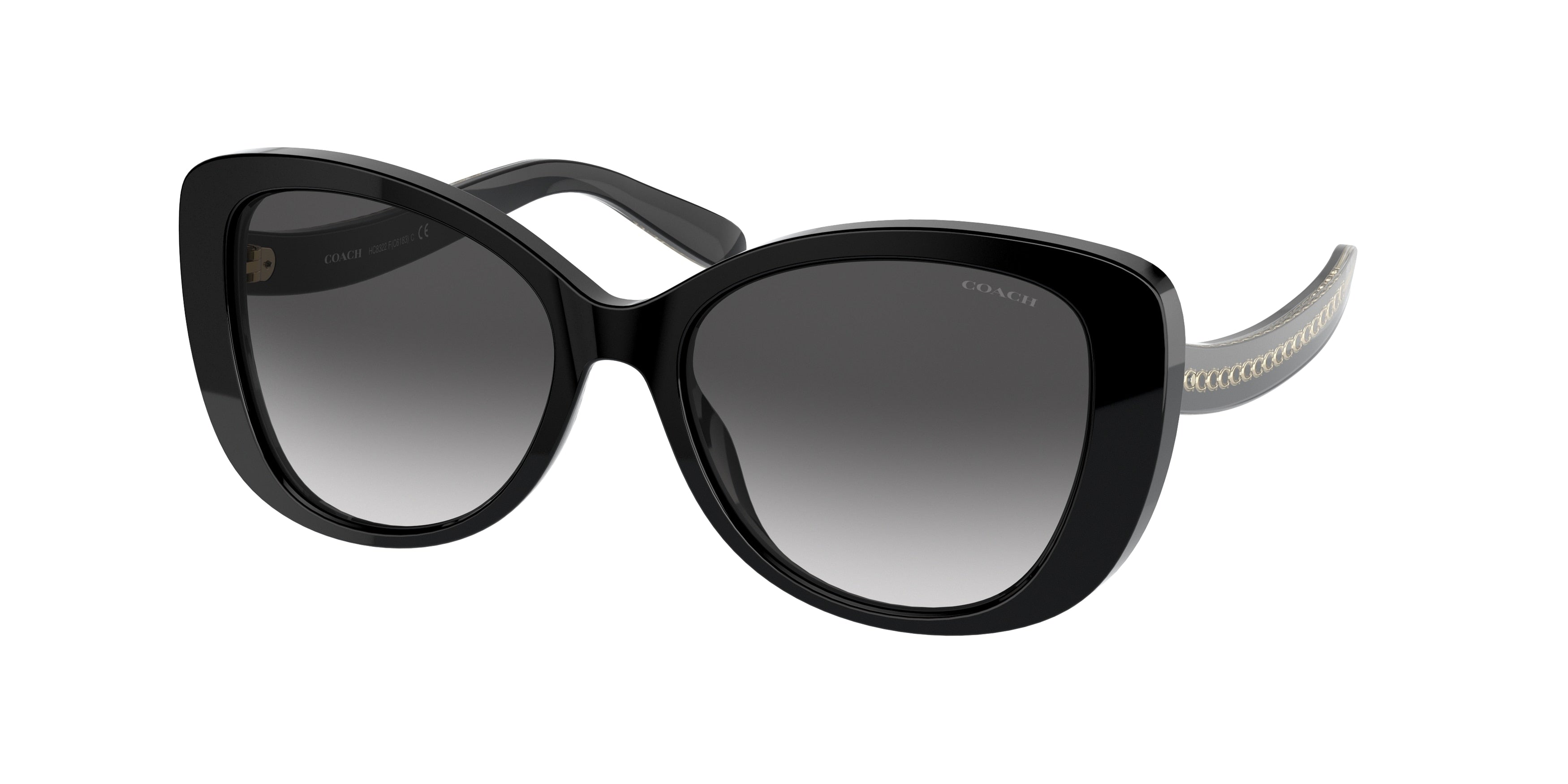 Coach C6184 HC8322F Rectangle Sunglasses  50028G-Black 56-140-17 - Color Map Black