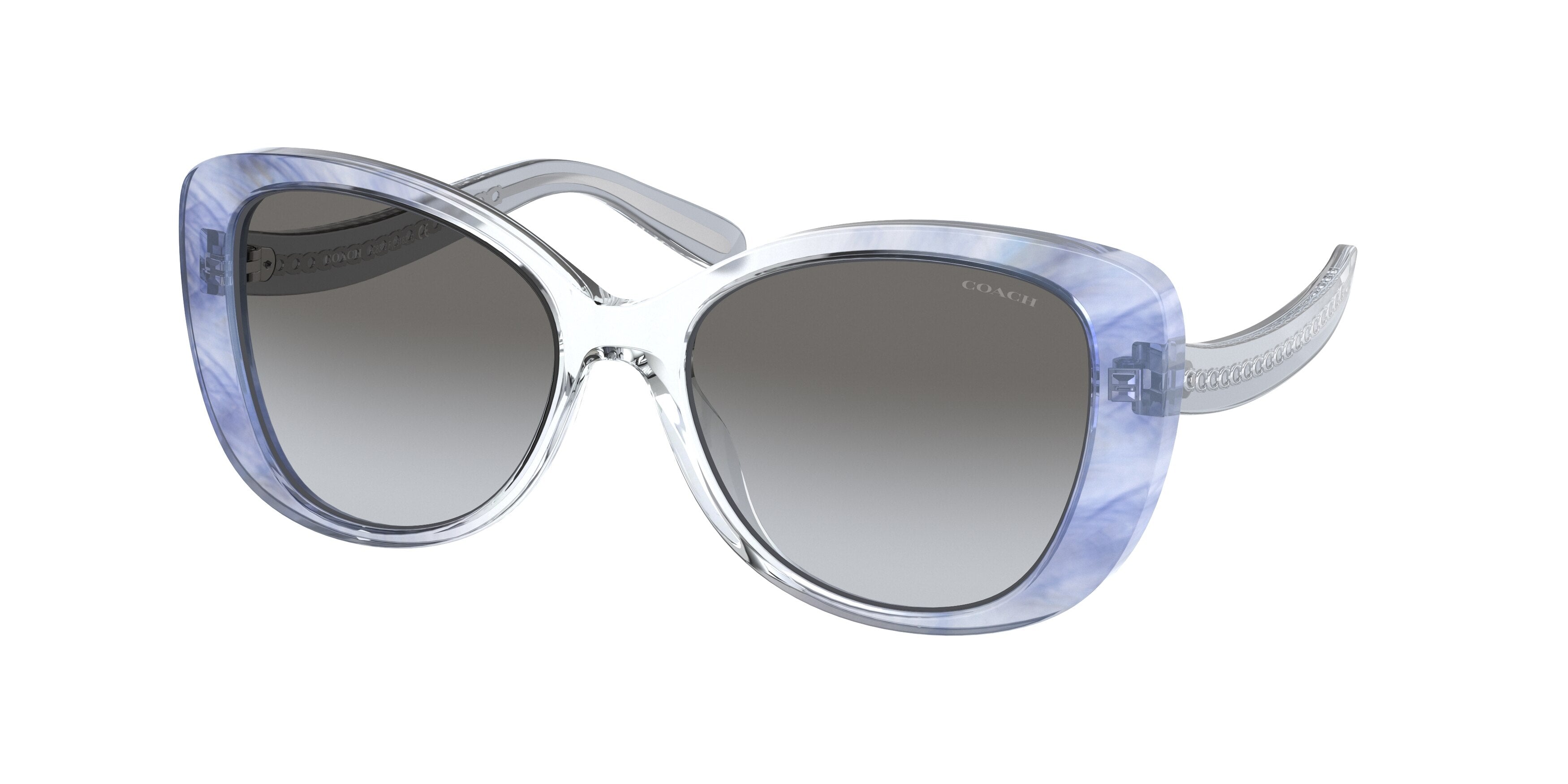 Coach C6184 HC8322F Rectangle Sunglasses  56553C-Transparent Blue Ombre 56-140-17 - Color Map Blue