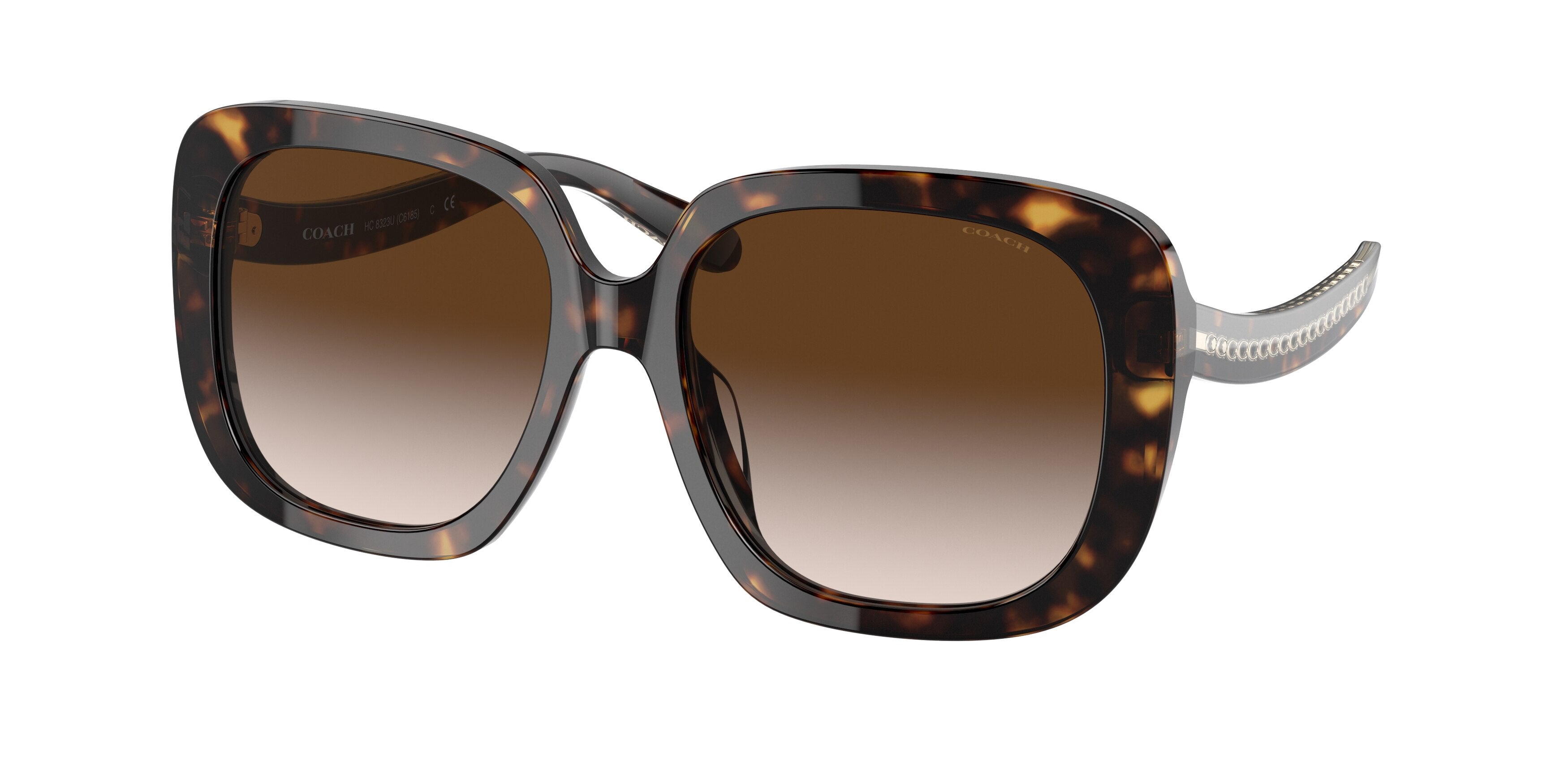 Coach C6185 HC8323U Square Sunglasses  51203B-Dark Tortoise 56-140-17 - Color Map Tortoise