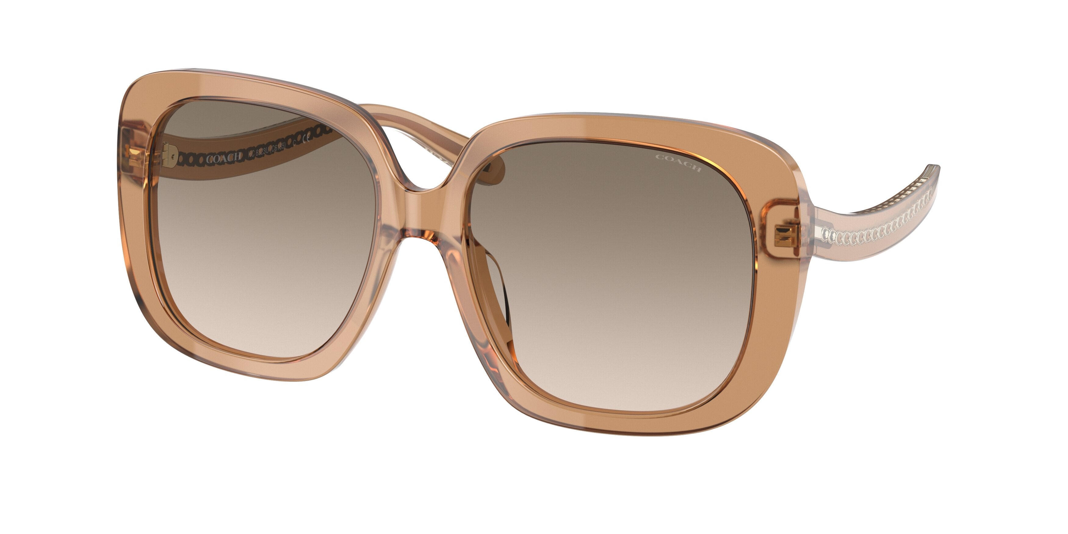 Coach C6185 HC8323U Square Sunglasses  565413-Transparent Brown 56-140-17 - Color Map Brown