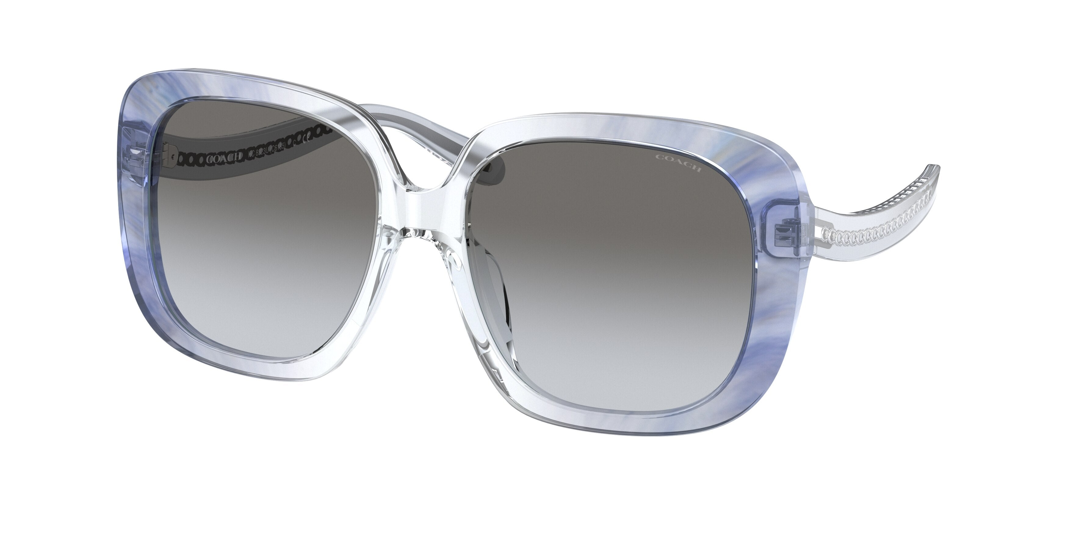 Coach C6185 HC8323U Square Sunglasses  56553C-Transparent Blue Ombre 56-140-17 - Color Map Blue