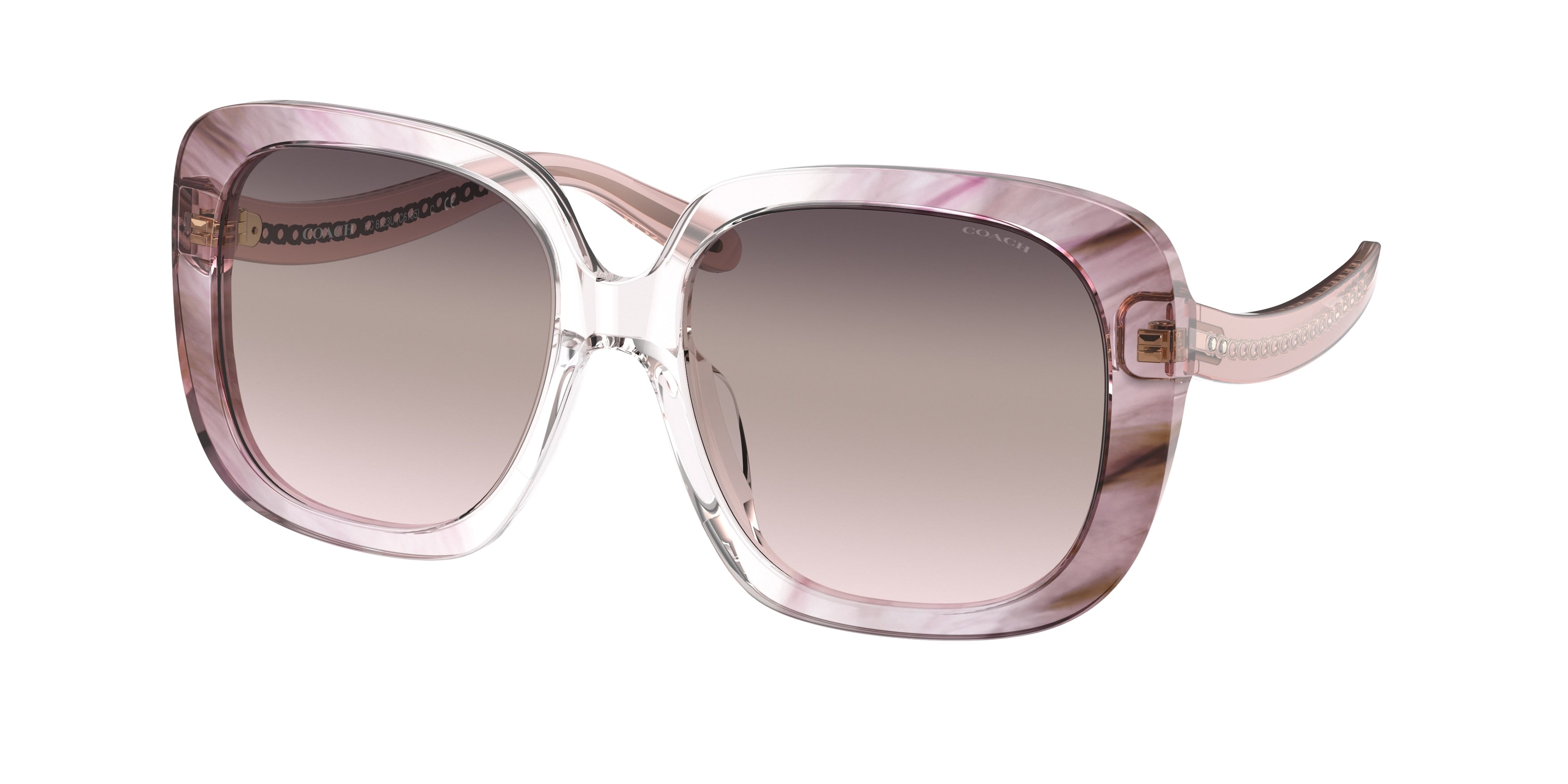 Coach C6185 HC8323U Square Sunglasses  5656U8-Transparent Pink Ombre 56-140-17 - Color Map Pink