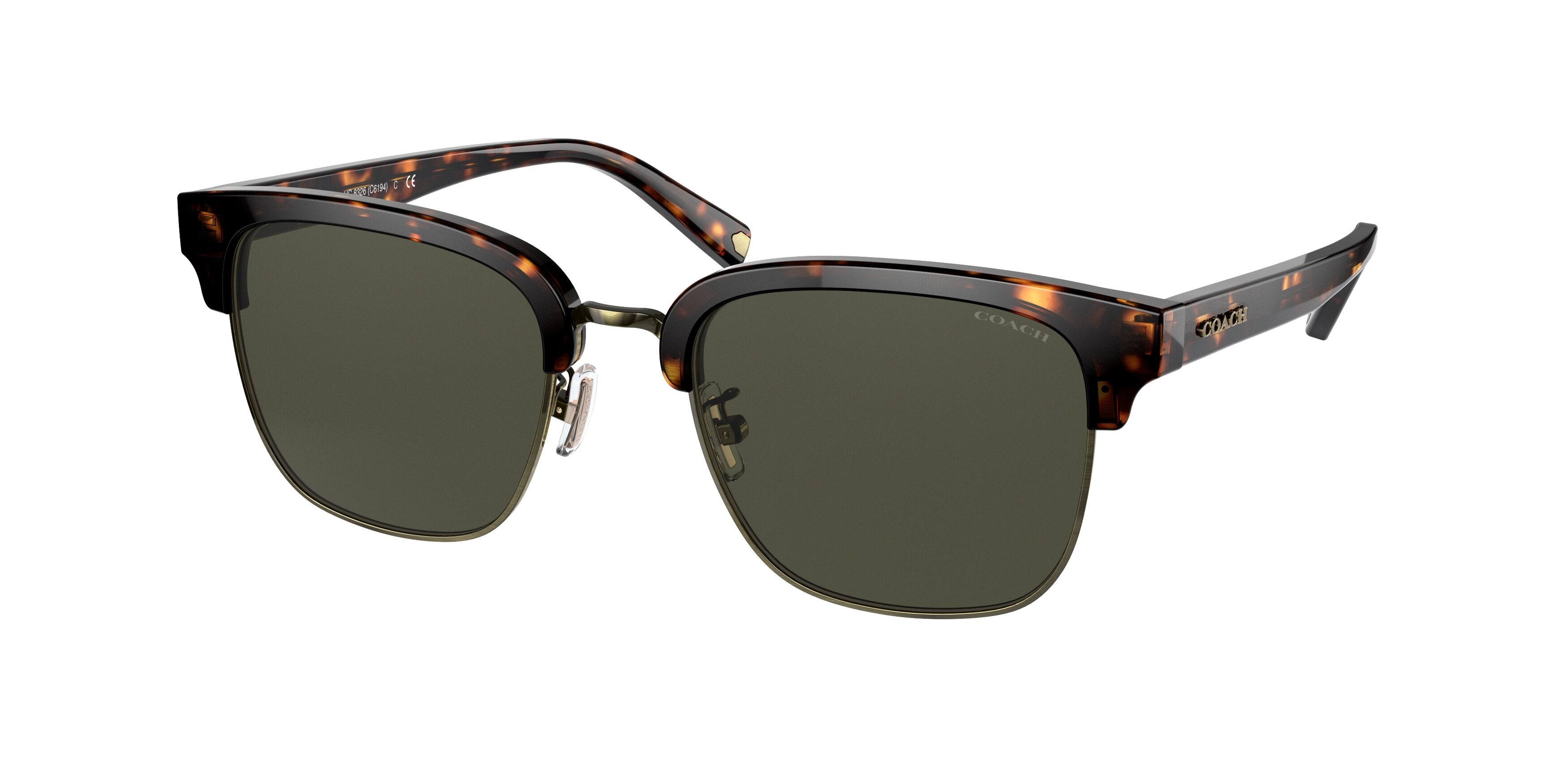 Coach C6194 HC8326 Square Sunglasses  512082-Dark Tortoise / Gold 52-145-20 - Color Map Brown