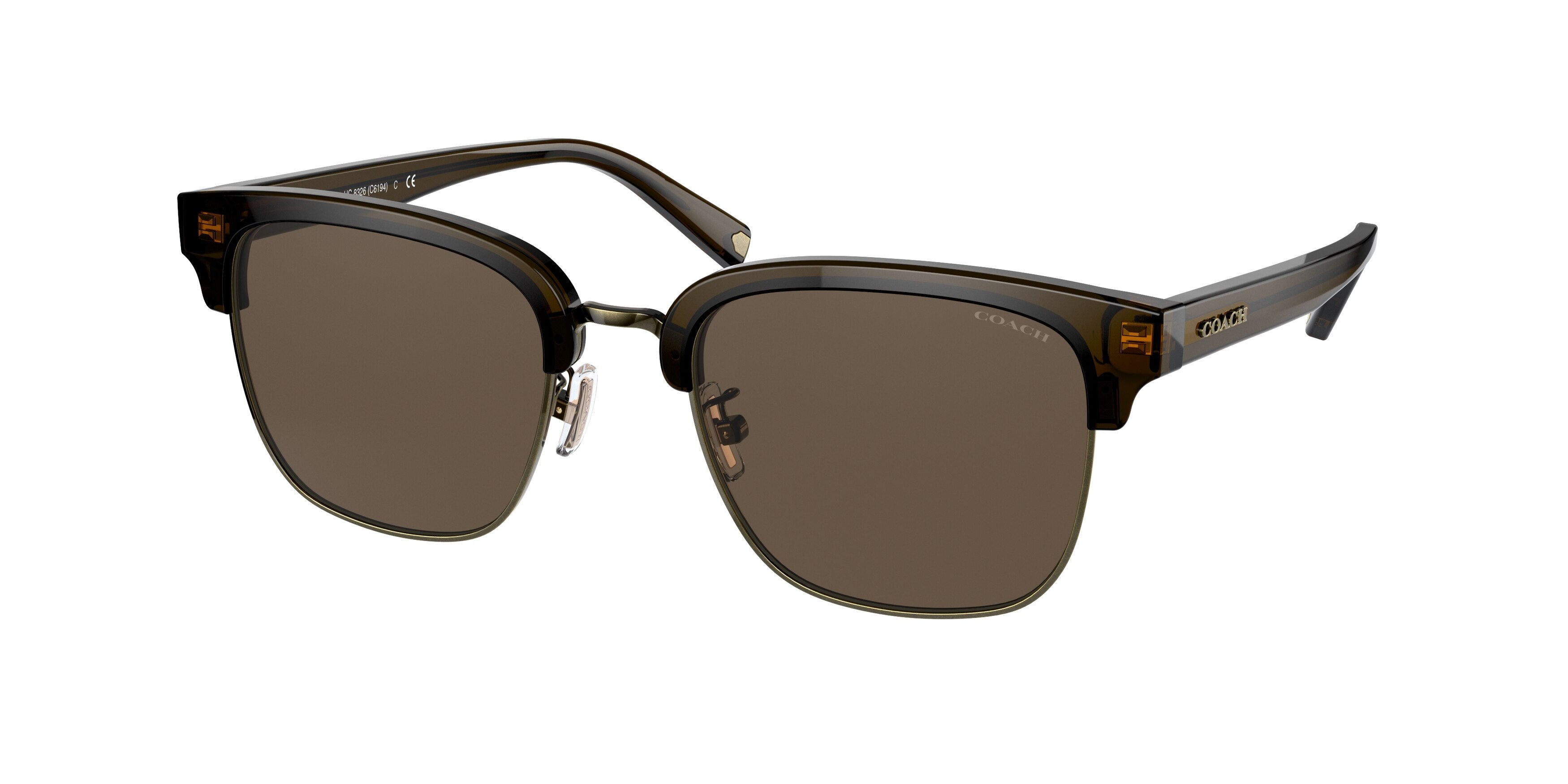 Coach C6194 HC8326 Square Sunglasses  520373-Military Green / Gold 52-145-20 - Color Map Green